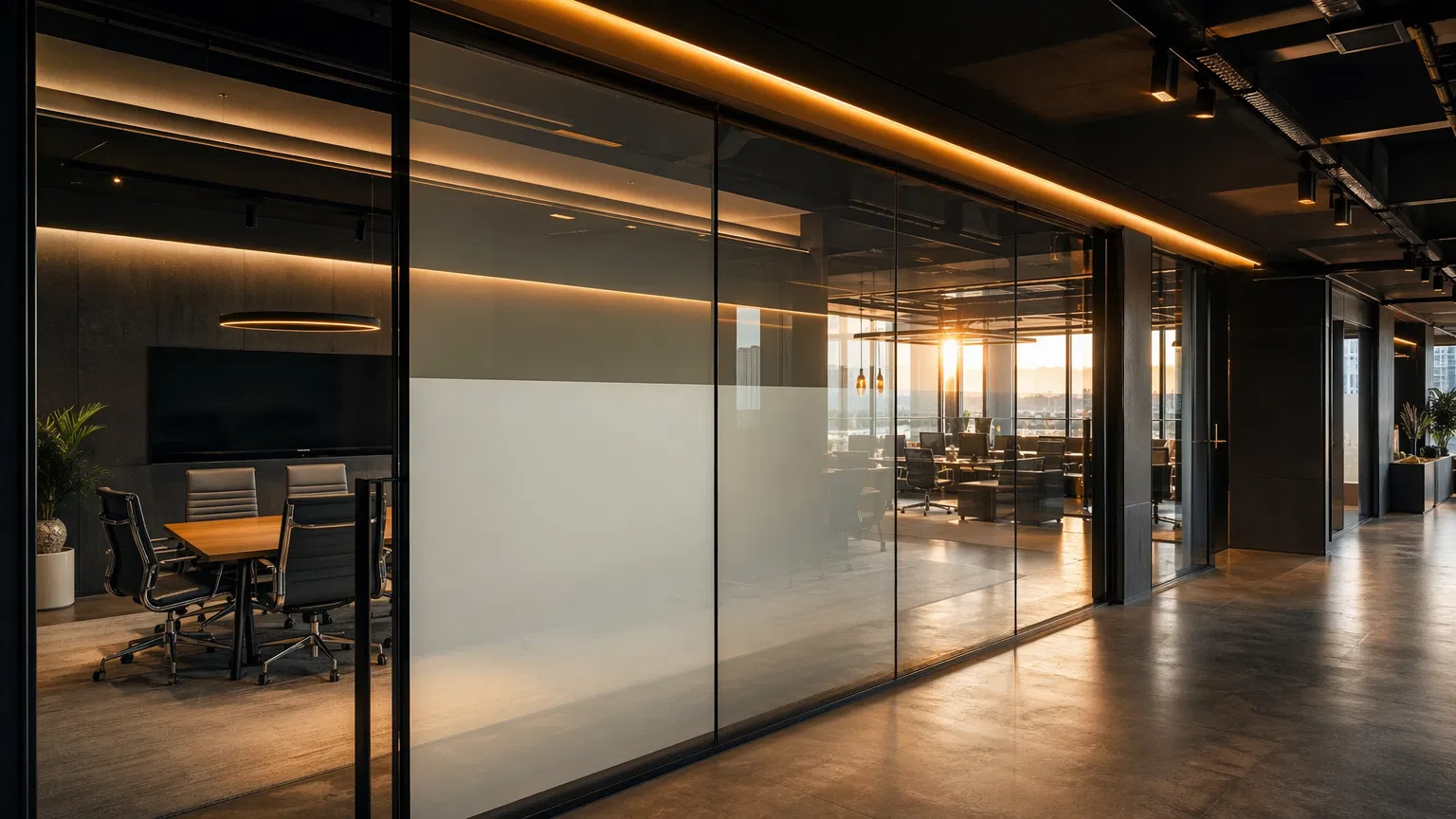 Escritório com película PDLC