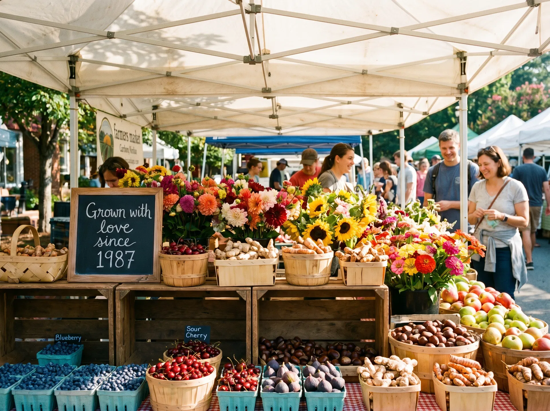 'Tween Towns Farm stall at Carrboro Farmers' Market