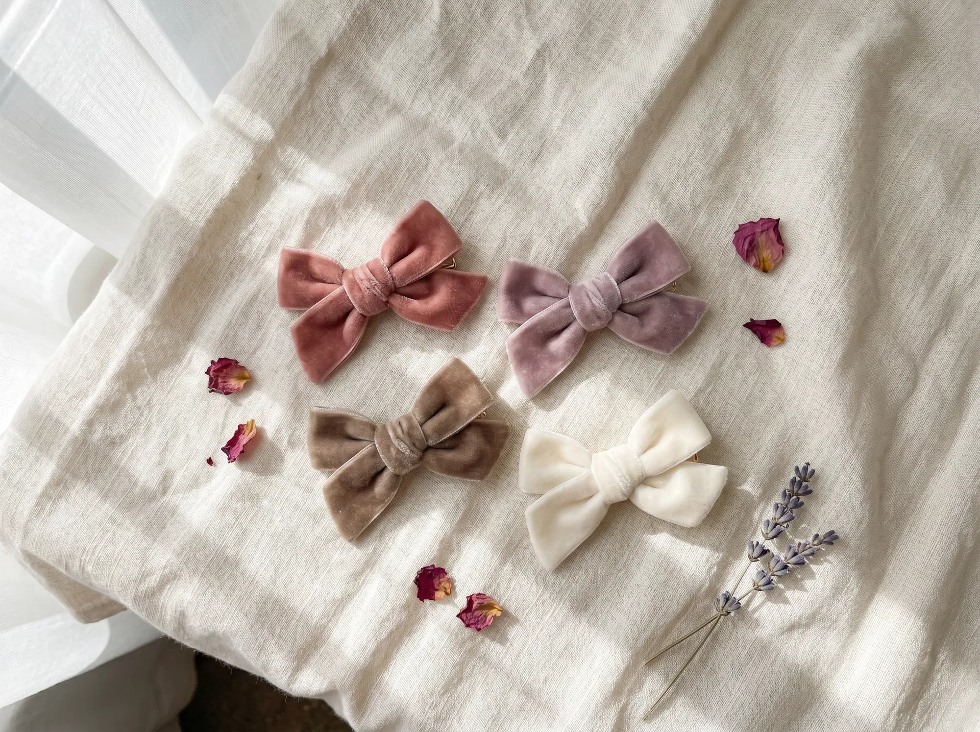 Mini Muse Velvet Bow Clip Set