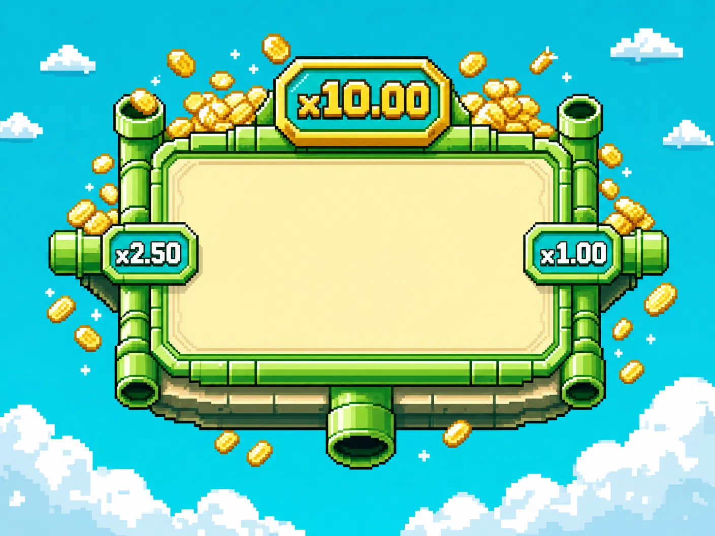 Бонусный экран Tappy Bird casino с множителями x1.00, x2.50 и x10