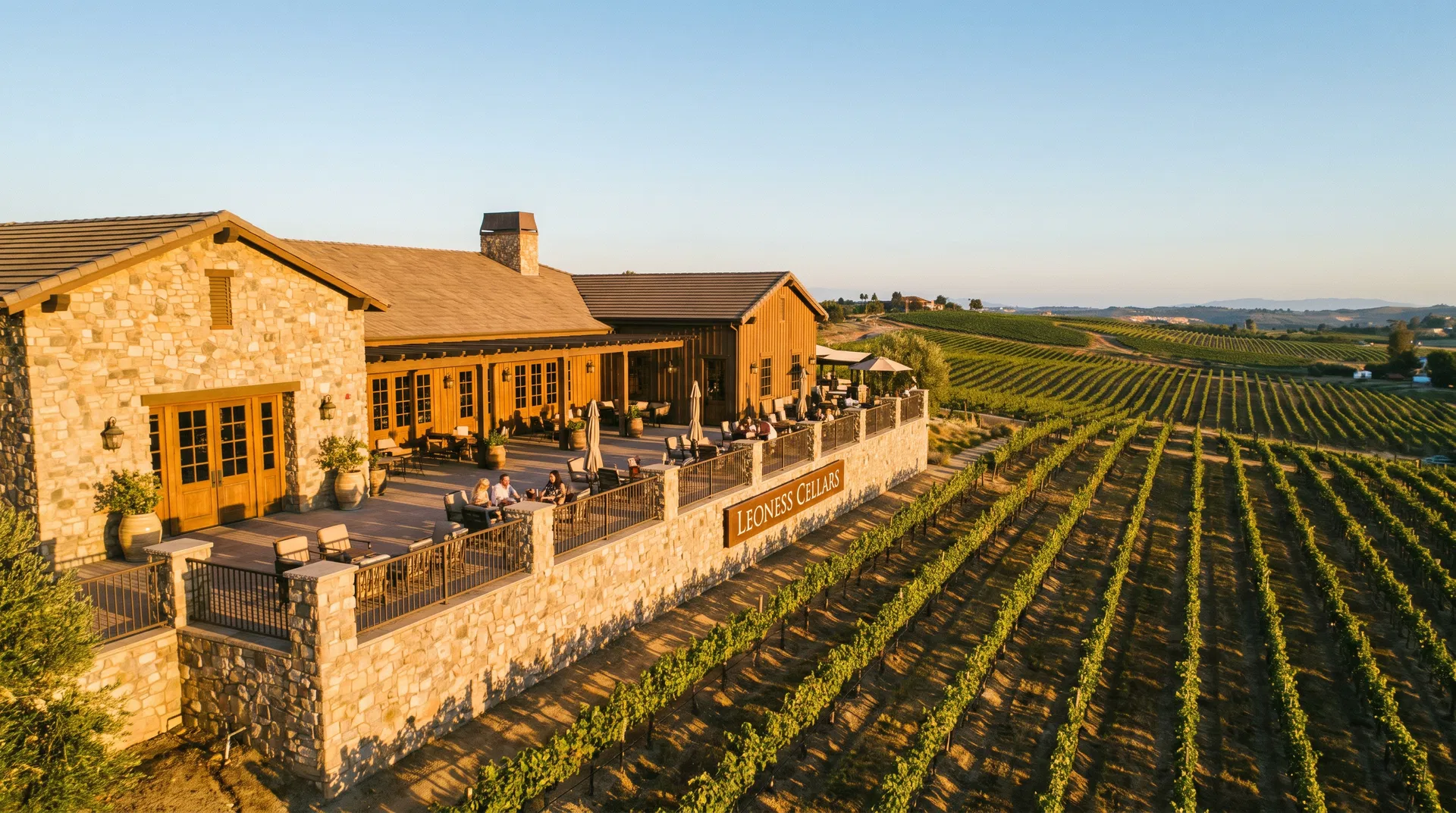 Leoness Cellars hilltop winery with panoramic valley views