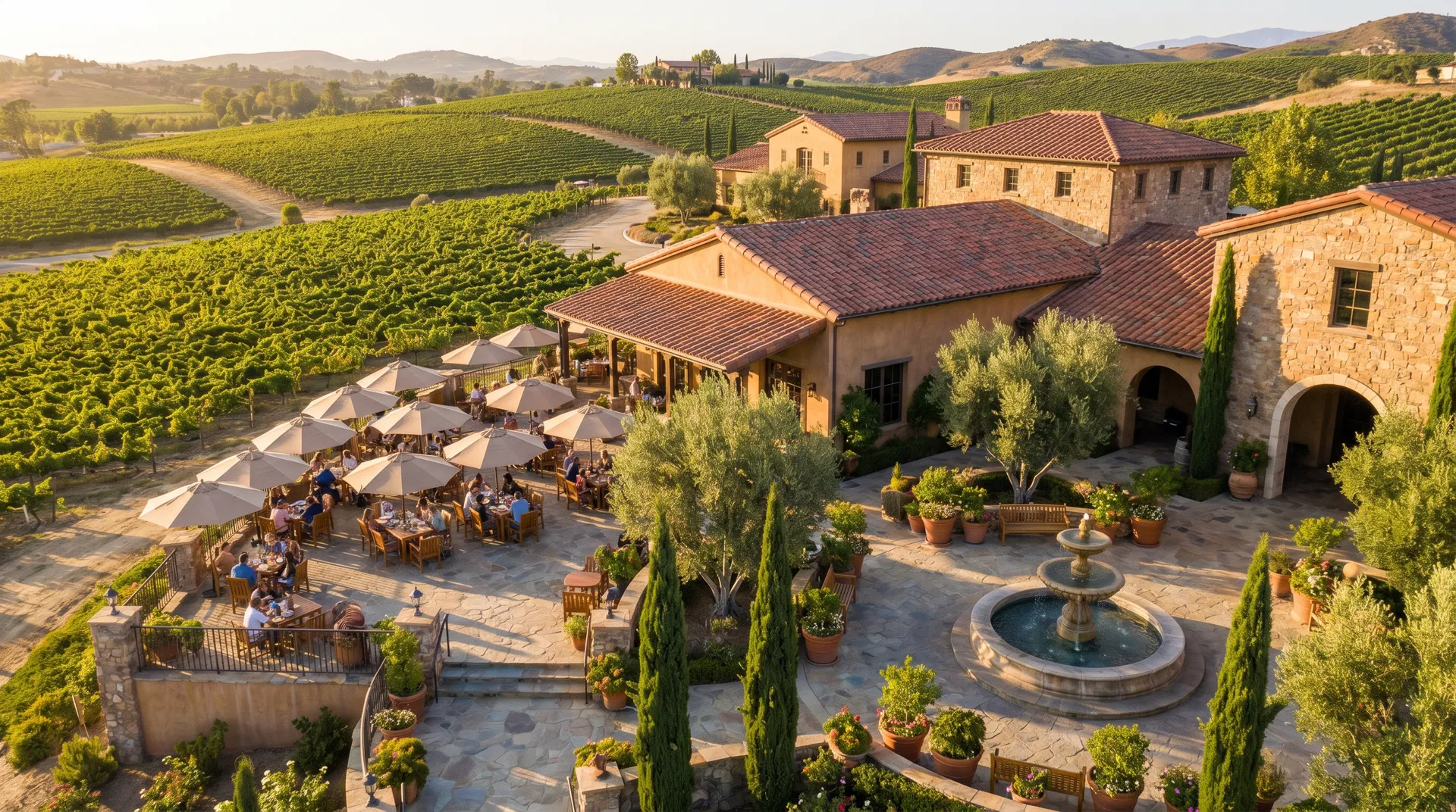 Ponte Winery Tuscan-style estate with vineyards in Temecula