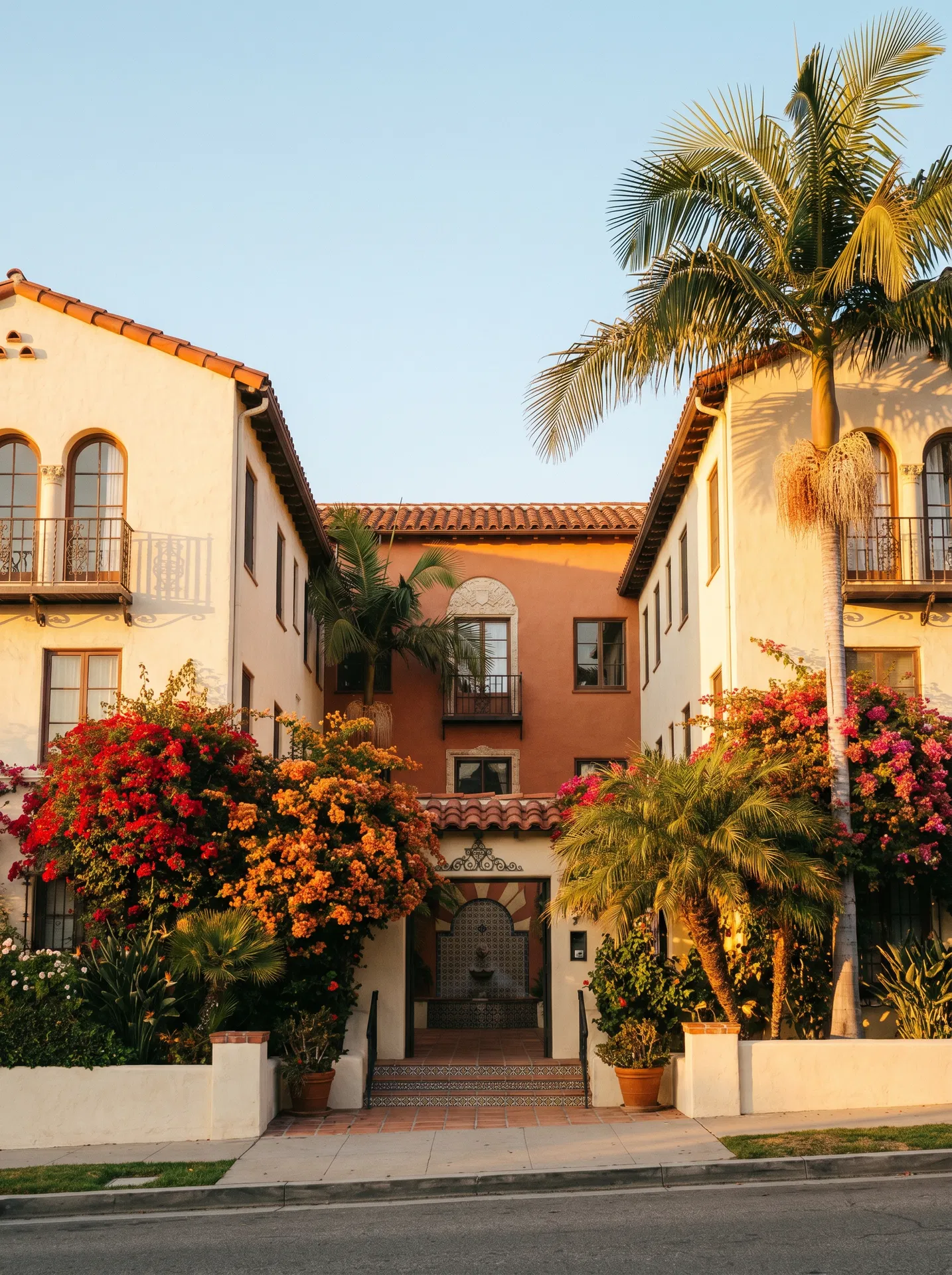 Classic Los Angeles apartment building with Spanish Colonial architecture