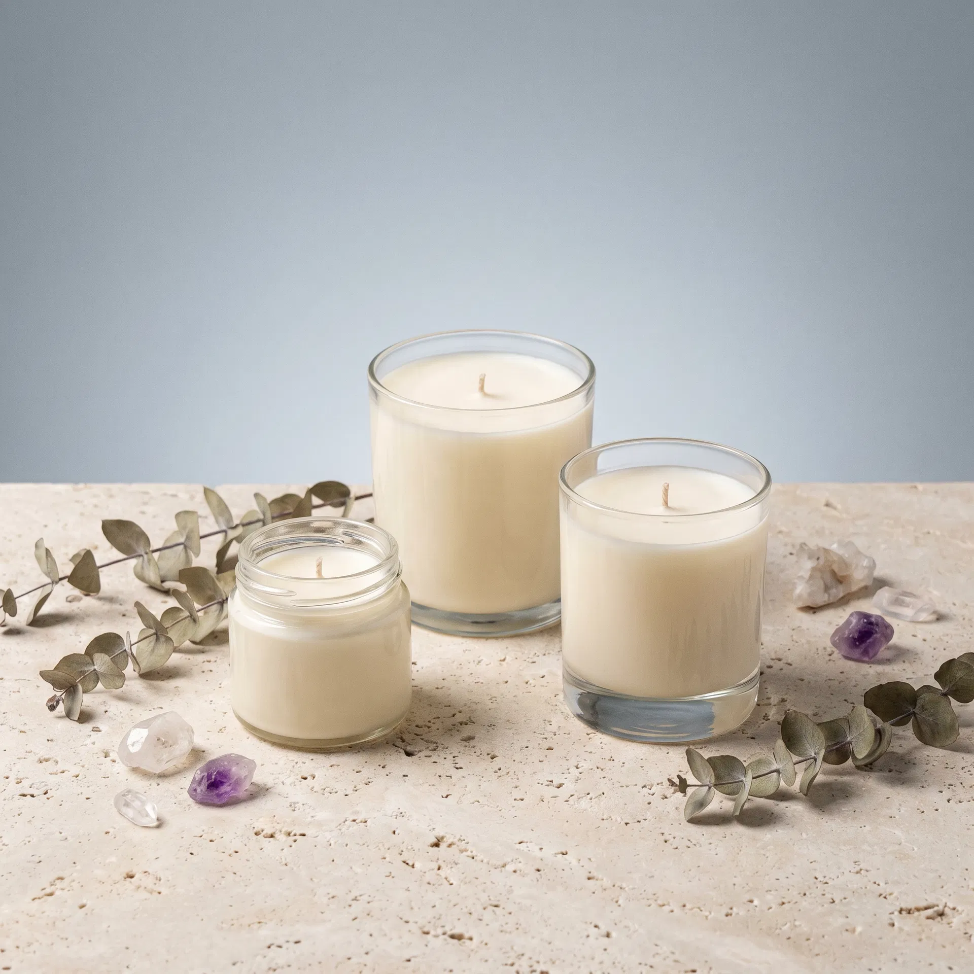 Three candles in different sizes