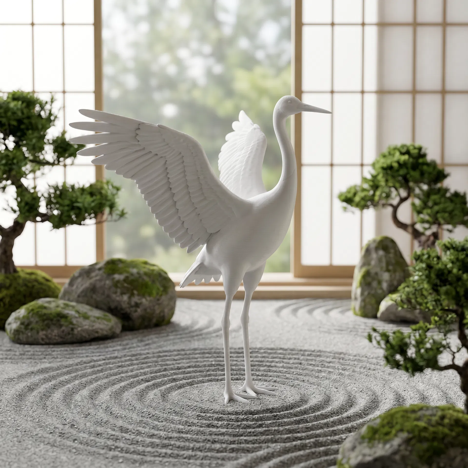 Japanese Crane Garden Statue