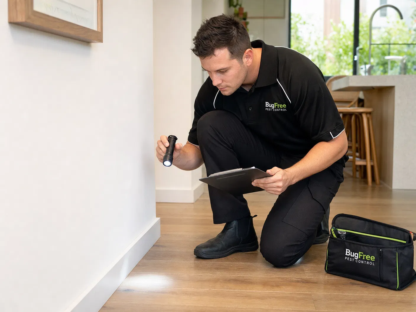 ZapEm technician performing pest inspection