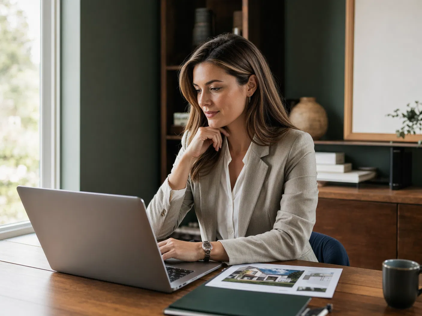 Real estate agent reviewing leads