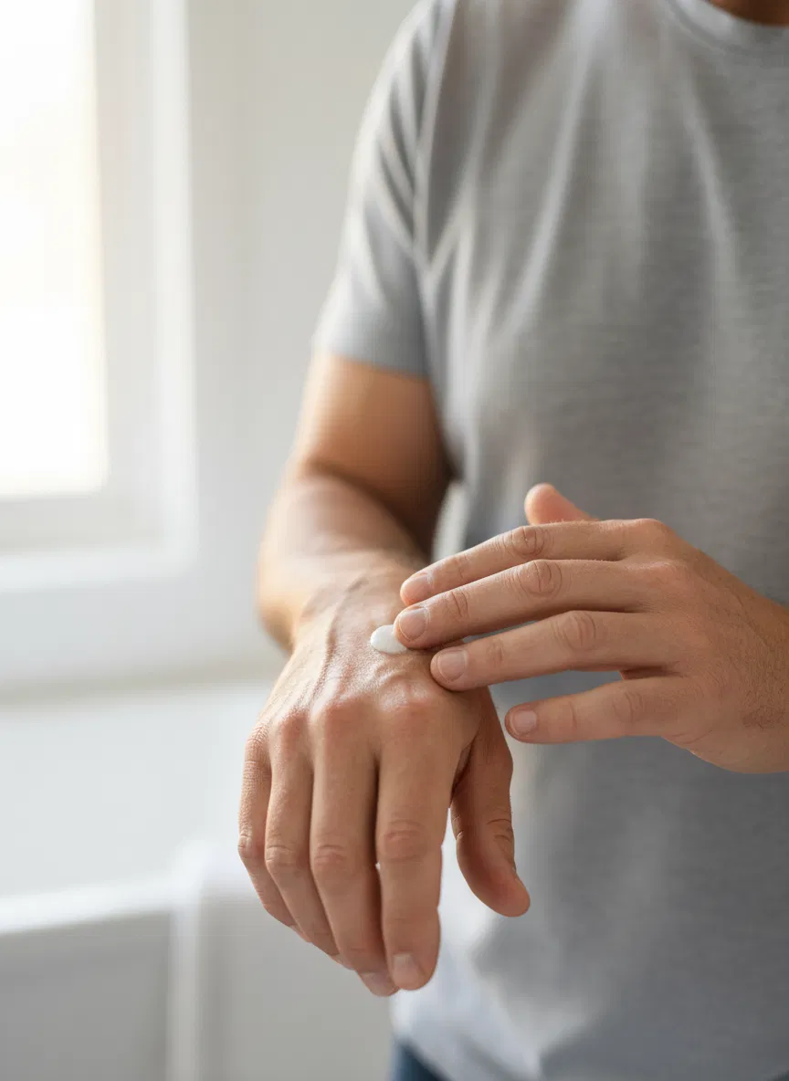 Man applying Wild Yam Cream to his arm