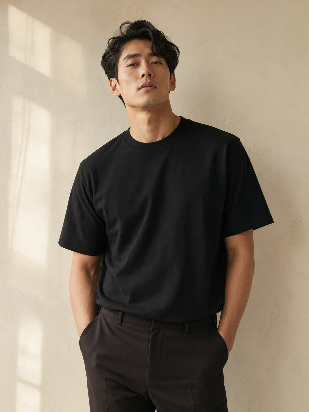 黑色重磅修身T恤 2