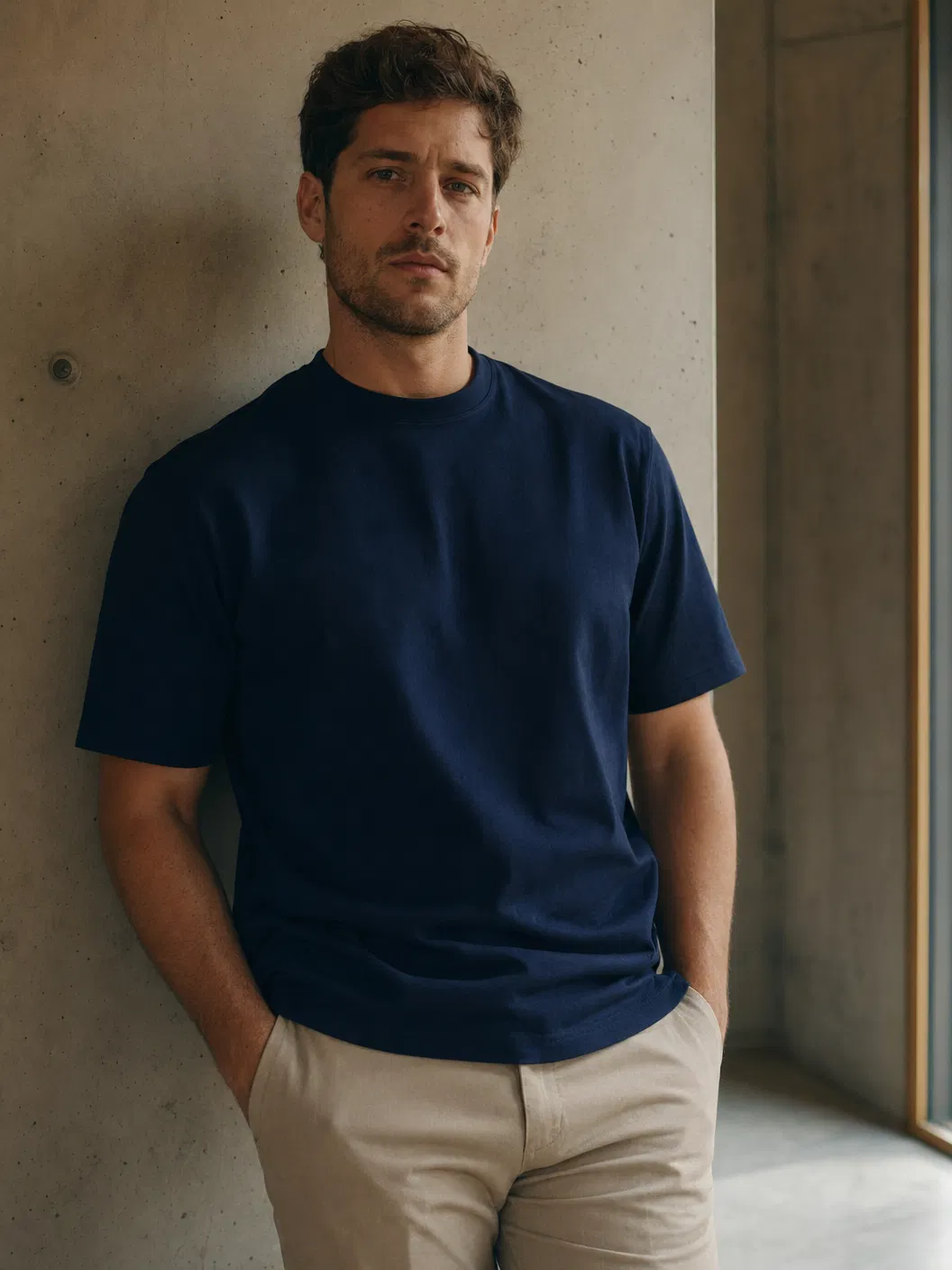 海军蓝重磅圆领T恤 2