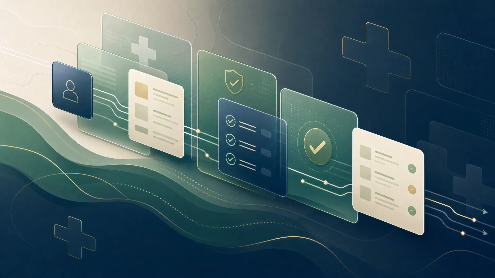 Abstract medical billing workflow illustration