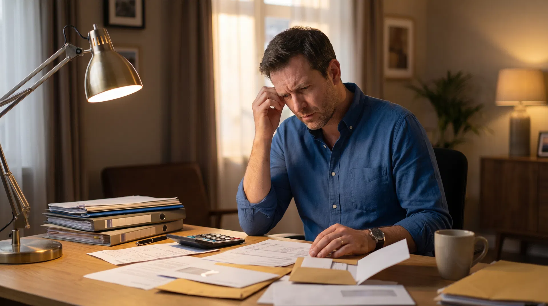Pessoa preocupada com dívidas bancárias