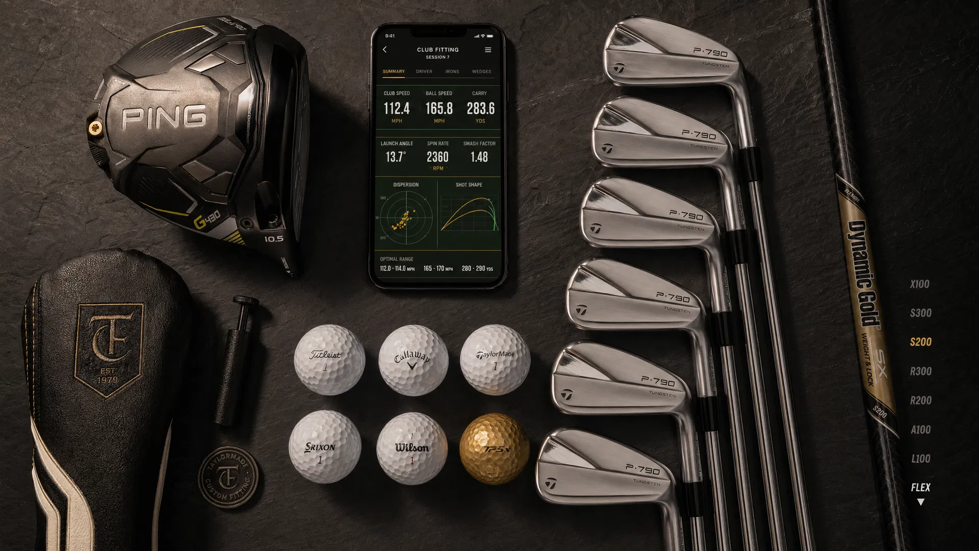 Premium golf equipment with fitting data