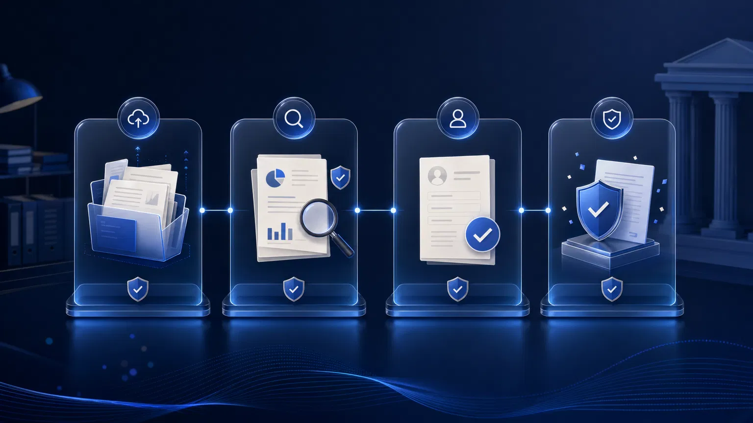 신고대리 진행 절차를 나타내는 네 단계 프로세스 이미지