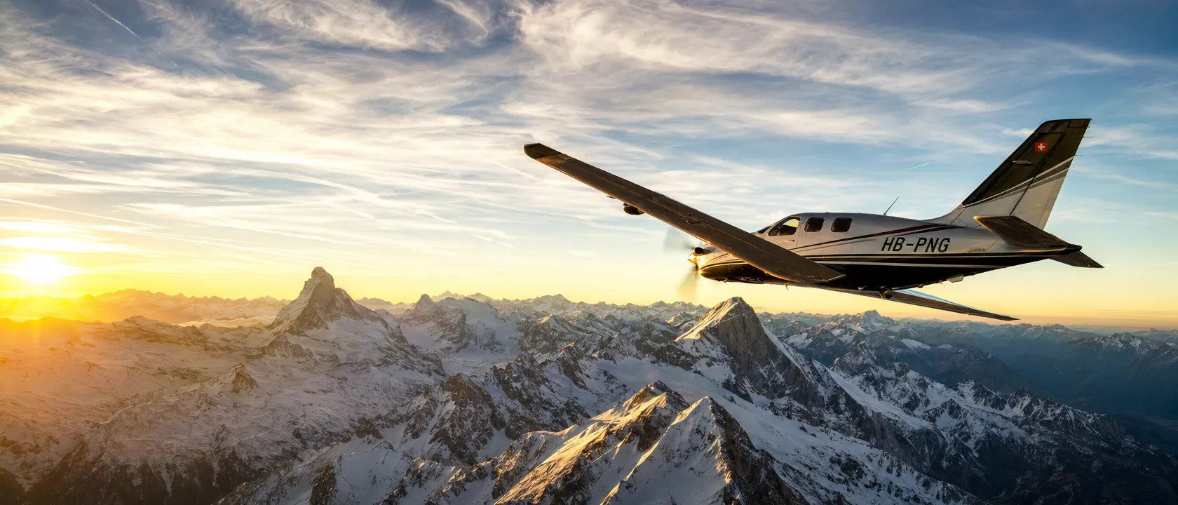 Aircraft flying over the Alps