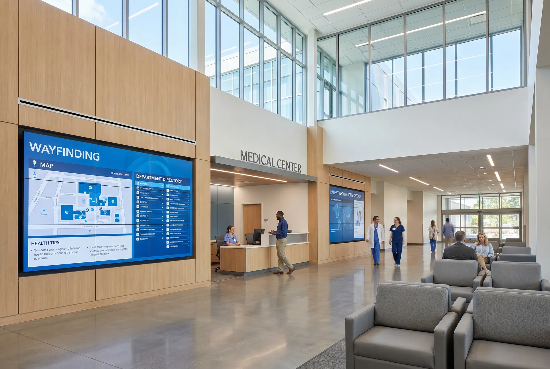 Healthcare digital wayfinding and patient information displays