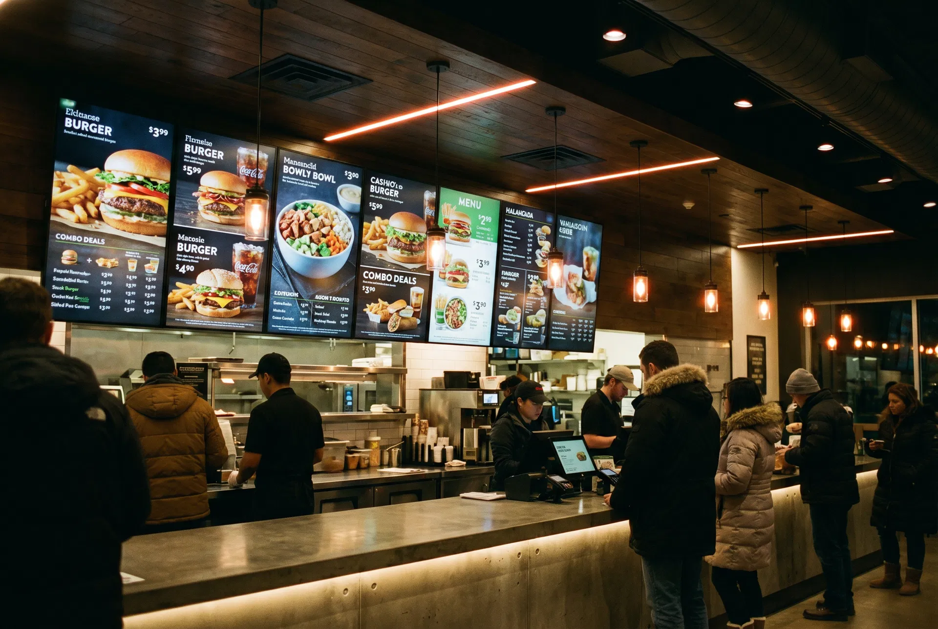 Quick service restaurant indoor digital menu boards