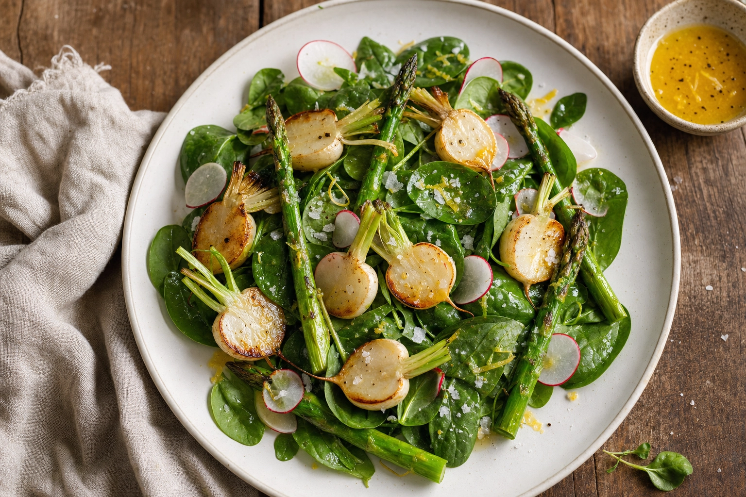 Roasted Hakurei turnip and asparagus salad