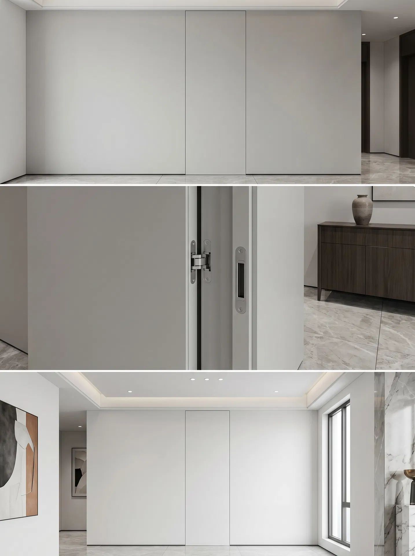 باب مخفي داخلي يندمج مع الجدار بالكامل