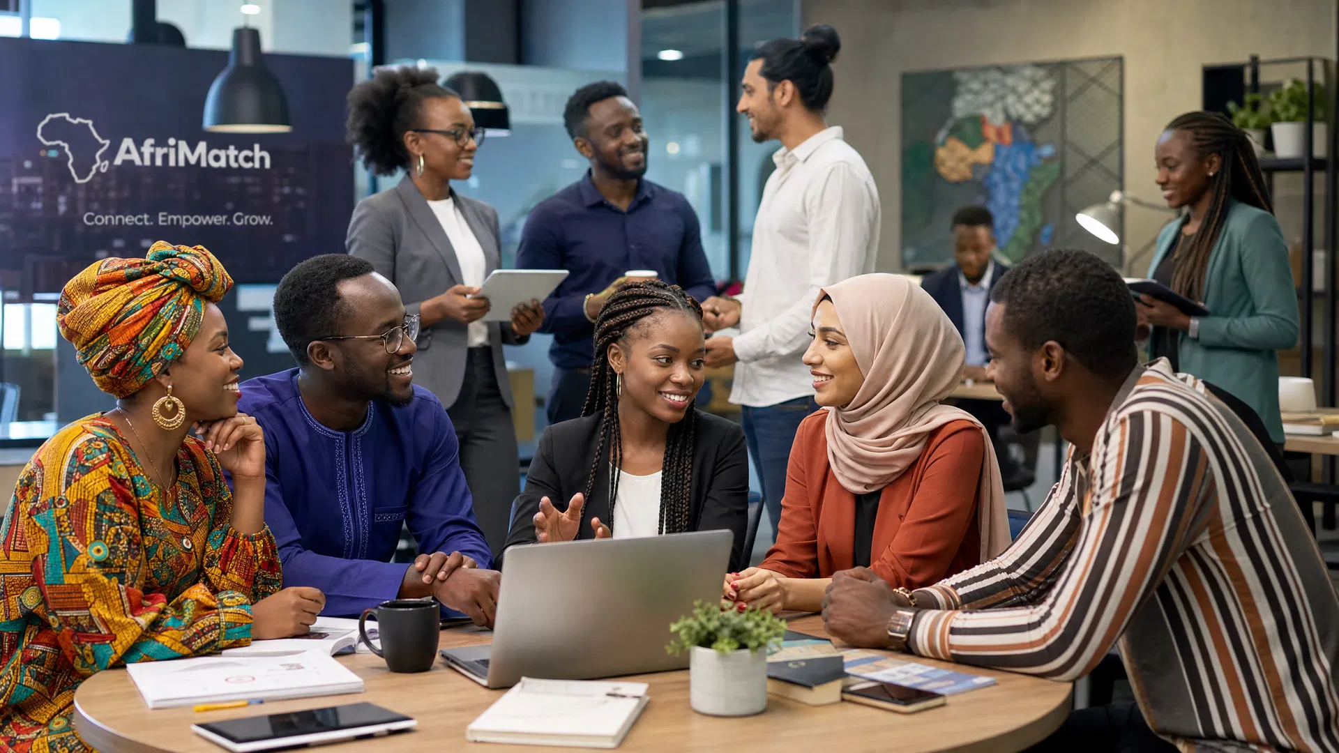 African professionals networking on AfriMatch career platform