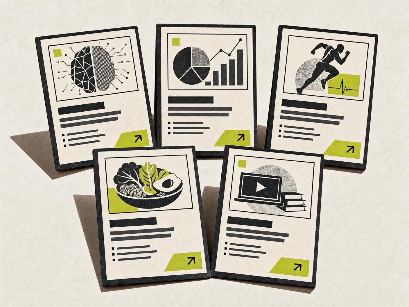 Stack of digital service content cards