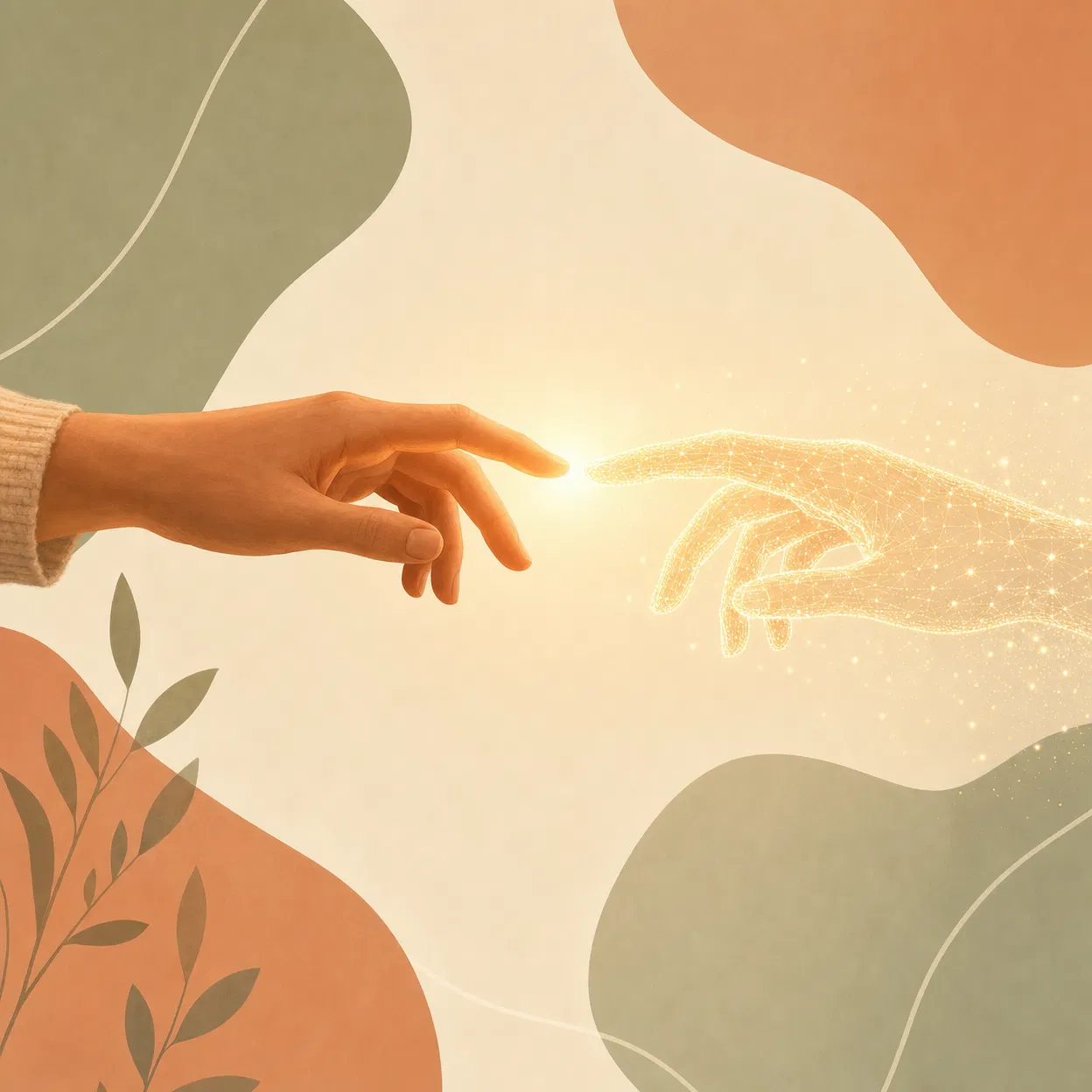 Human and AI connection illustration