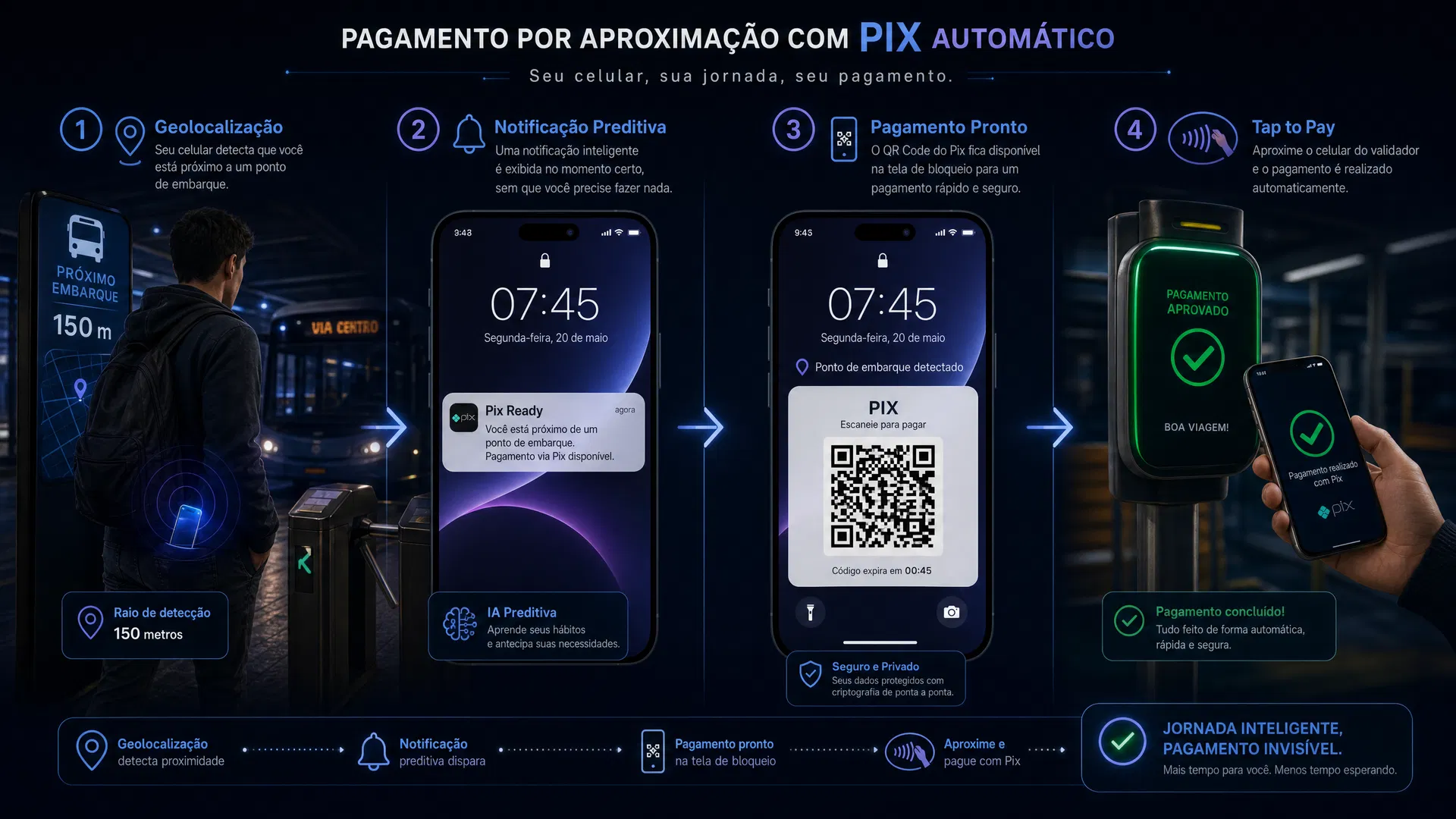 Fluxo de pagamento Pix por aproximação com notificação preditiva