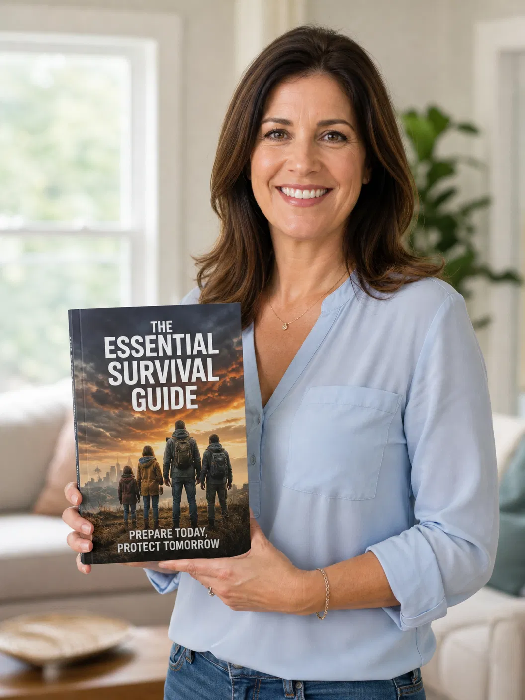 Customer holding The Essential Survival Guide