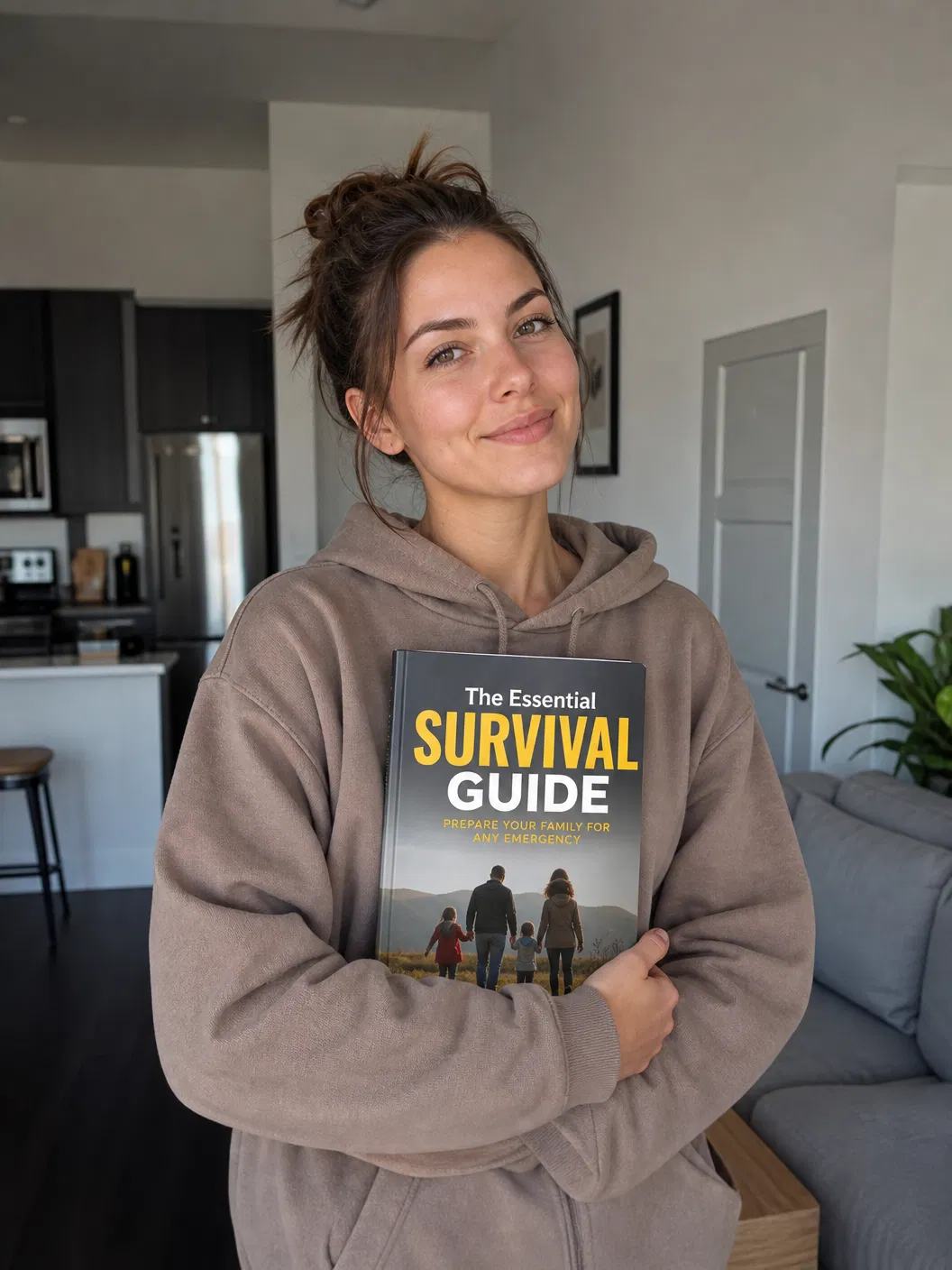 Customer holding The Essential Survival Guide