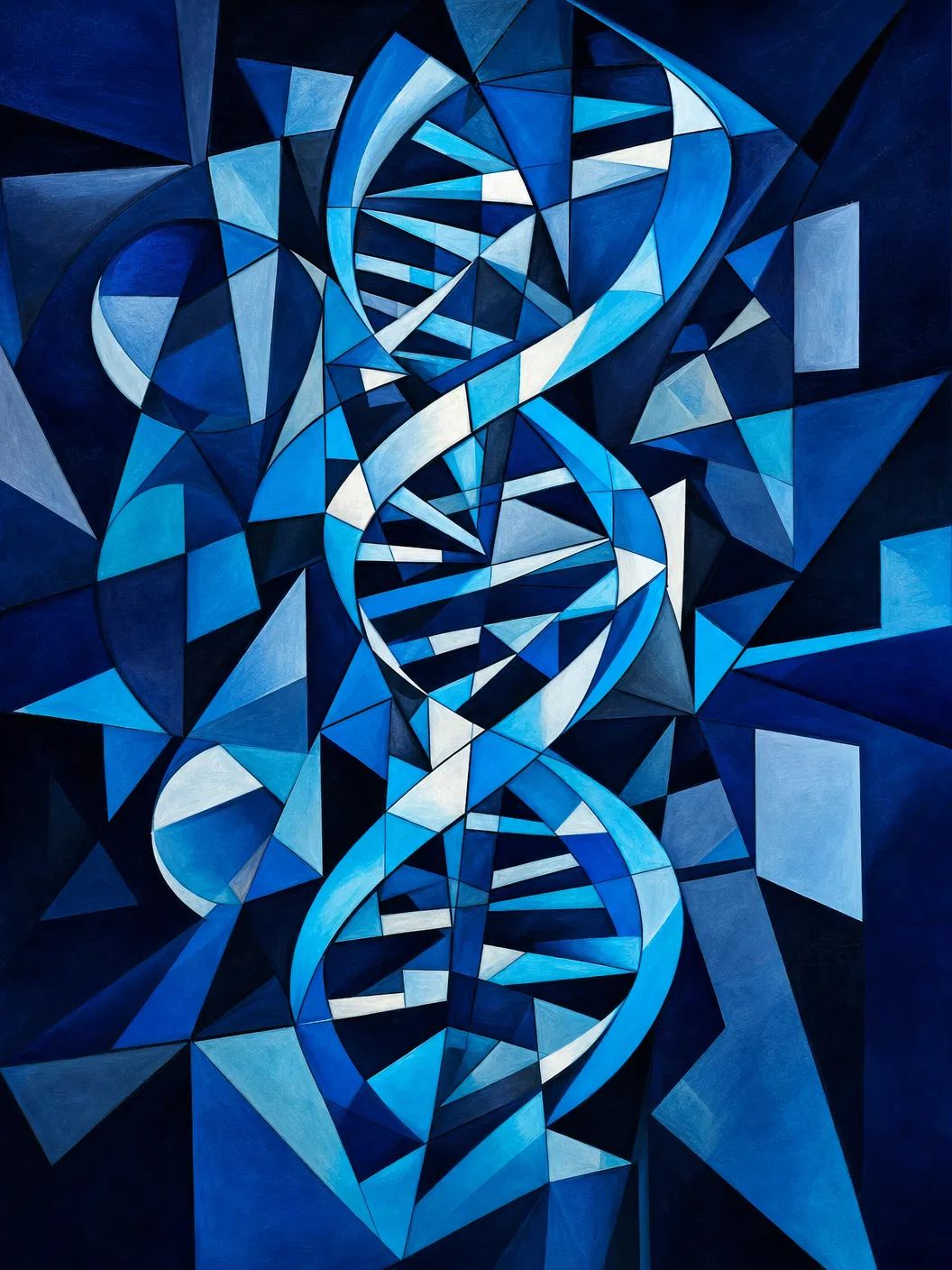 Cubist DNA double helix artwork