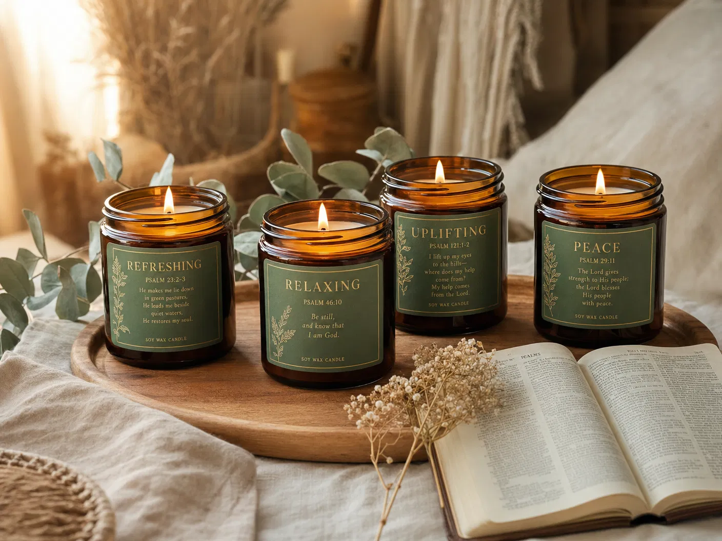 Scripture candles for meditation