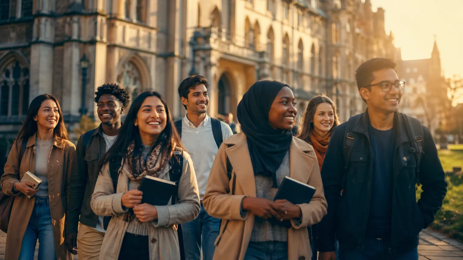 International students at university campus