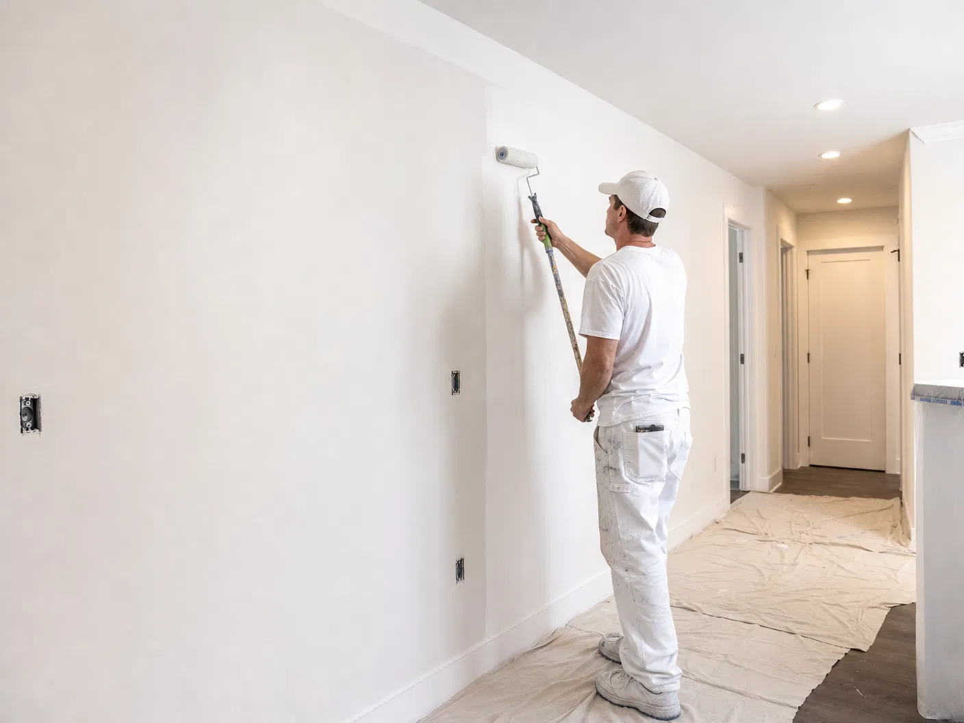 Interior & Exterior Painting Service — Drywall Texture Pros | Ocala, FL Interior painting service in progress on freshly finished drywall walls in a Central Florida home