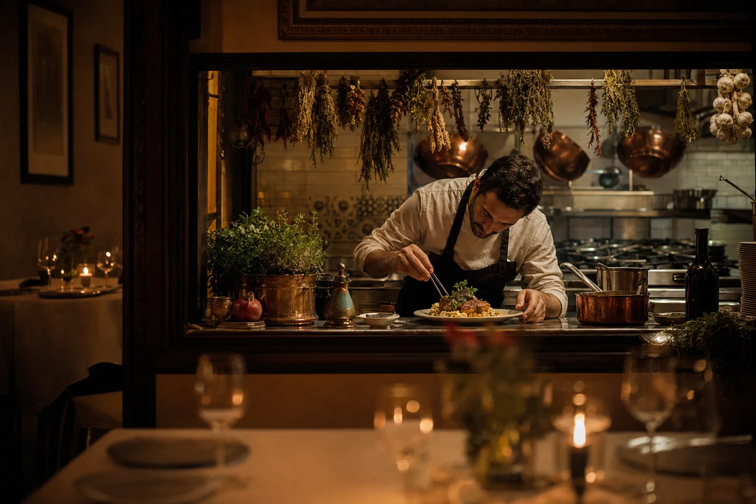 Chef de Bambi Gourmet preparando un plato en la cocina