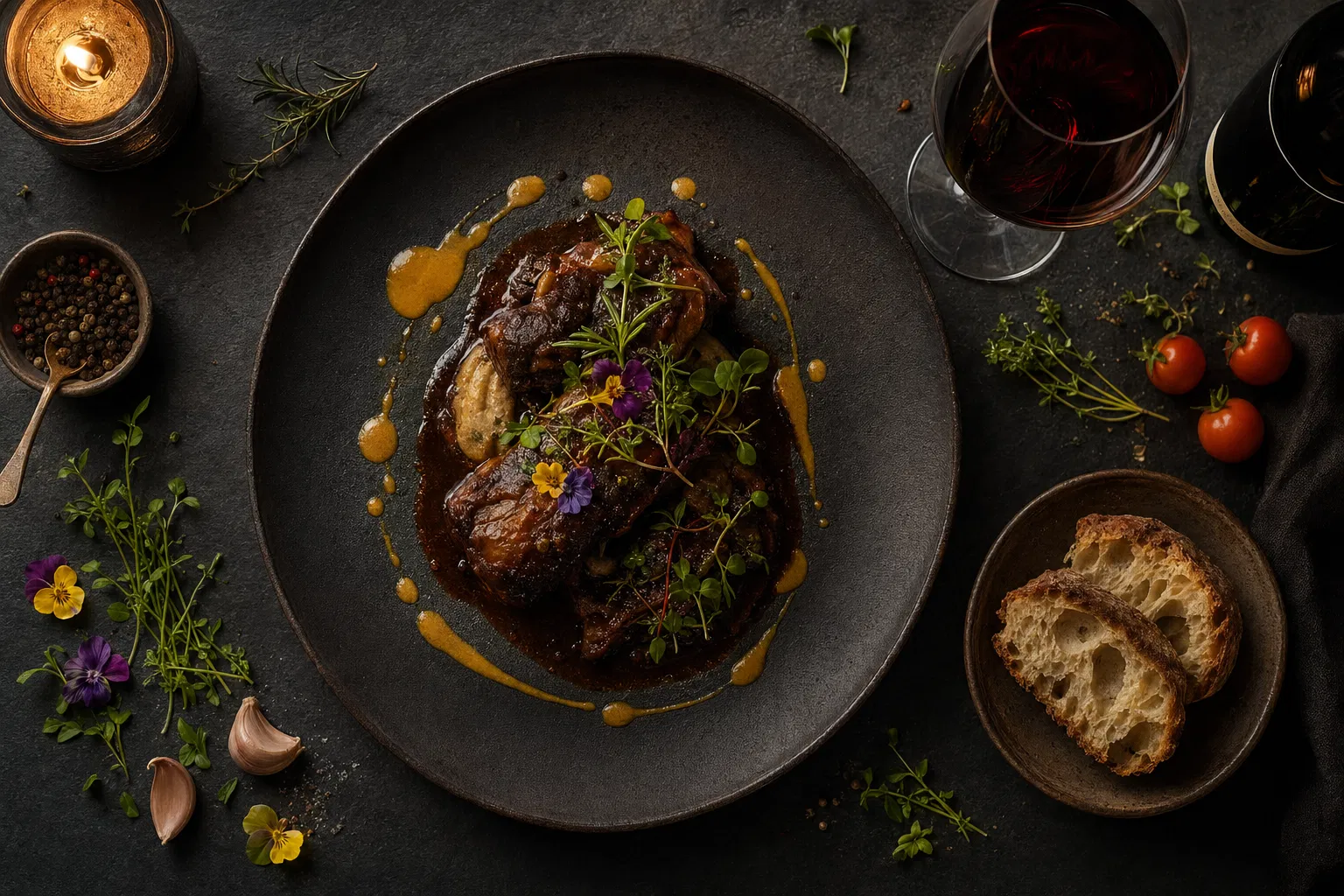 Plato de cocina creativa rumano-mediterránea de Bambi Gourmet