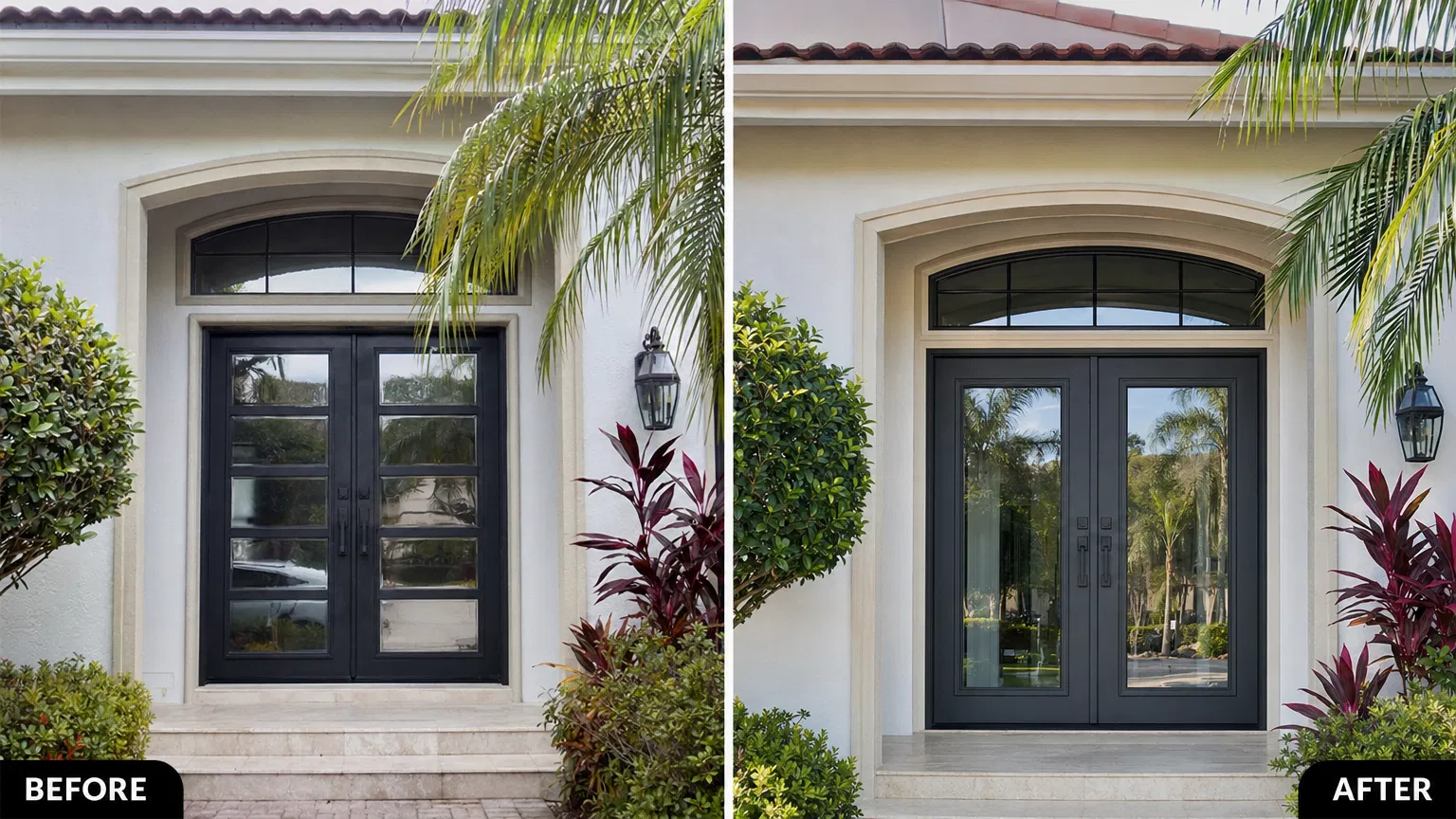 Before and after impact doors installation