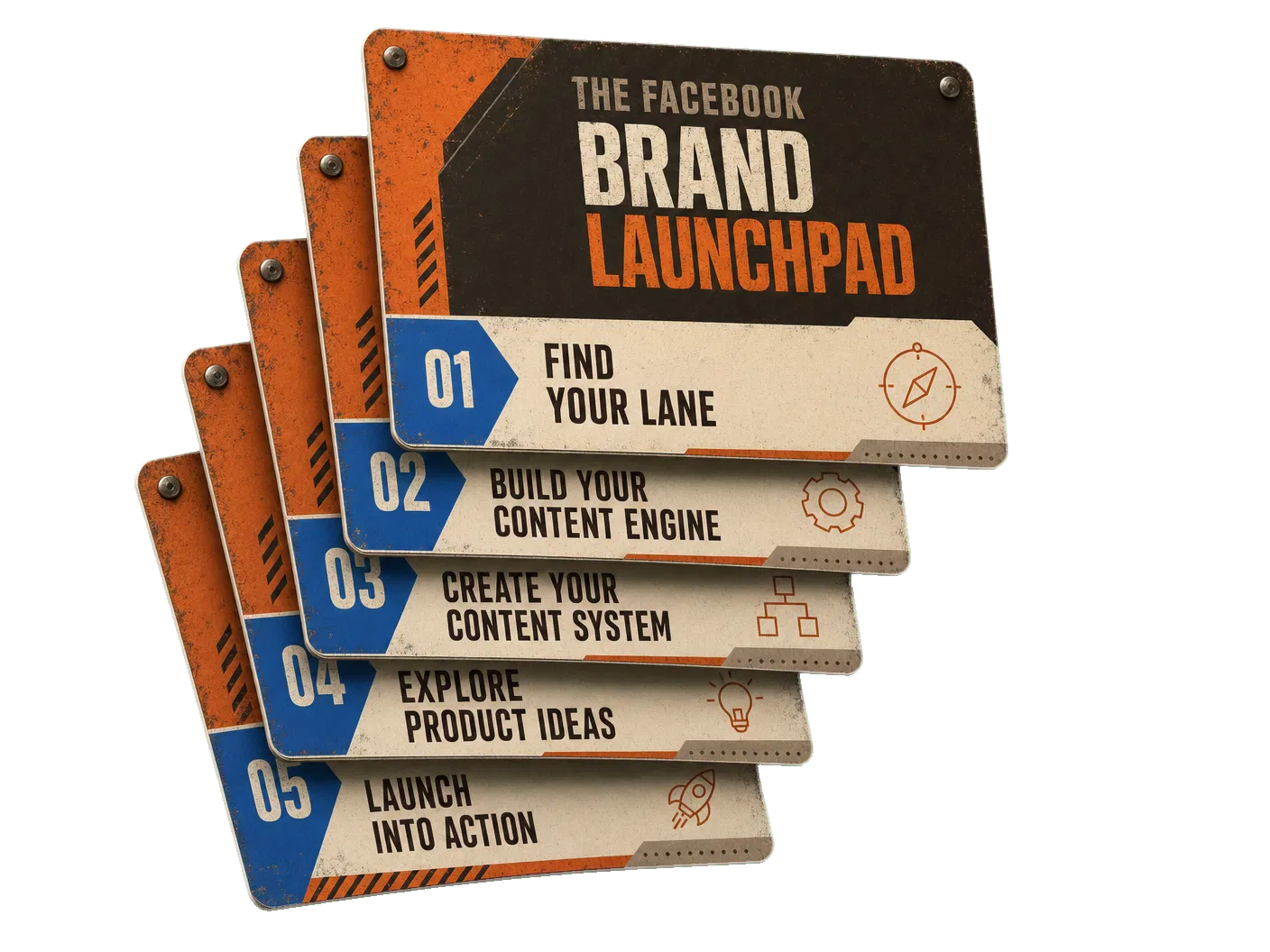 Five module cards for Facebook Brand Launchpad