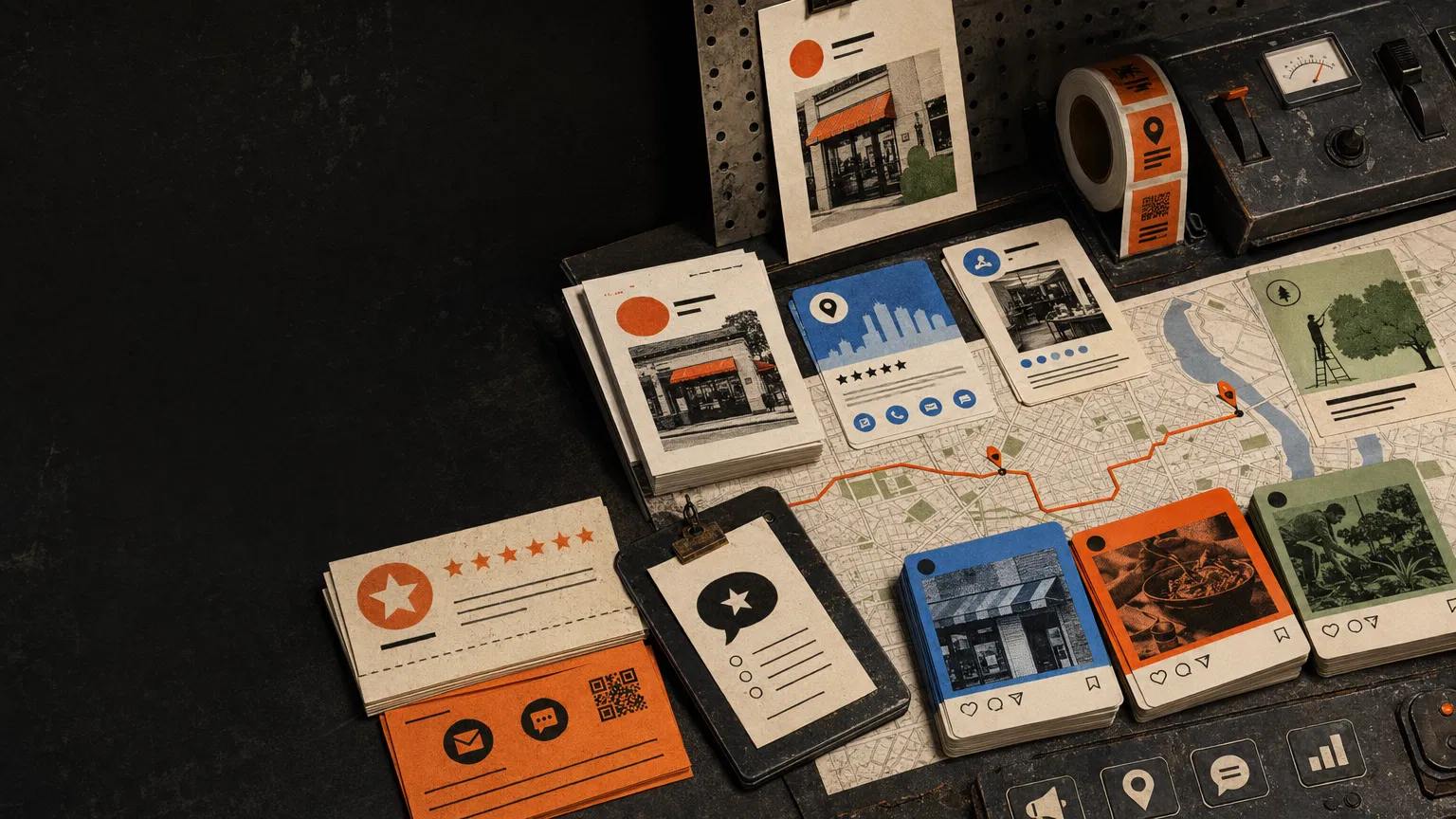 Local marketing workbench with campaign cards and route map