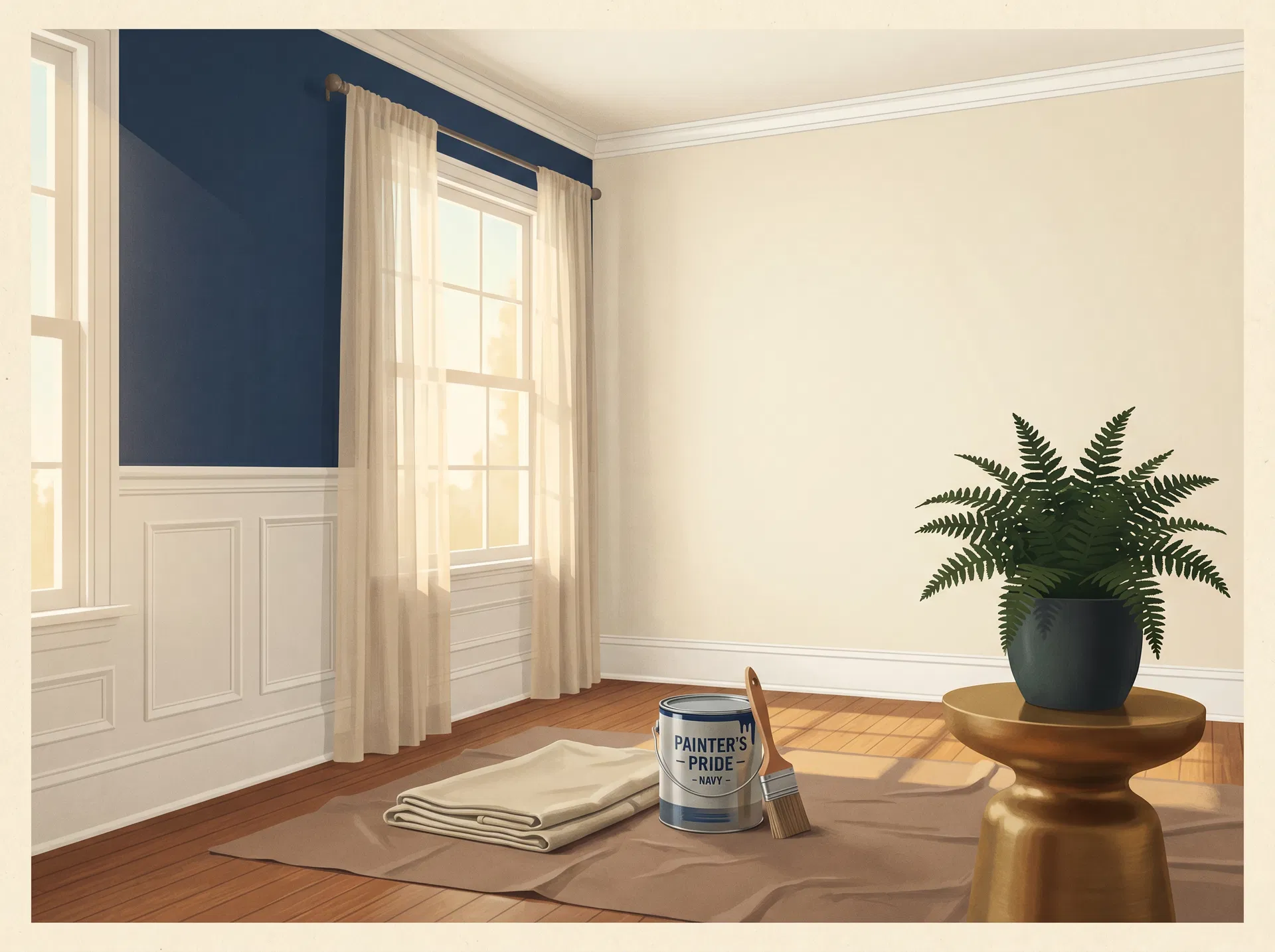 Freshly painted interior room with clean trim