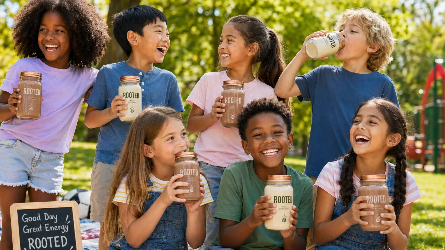 Kids enjoying ROOTED Nutrition Mix