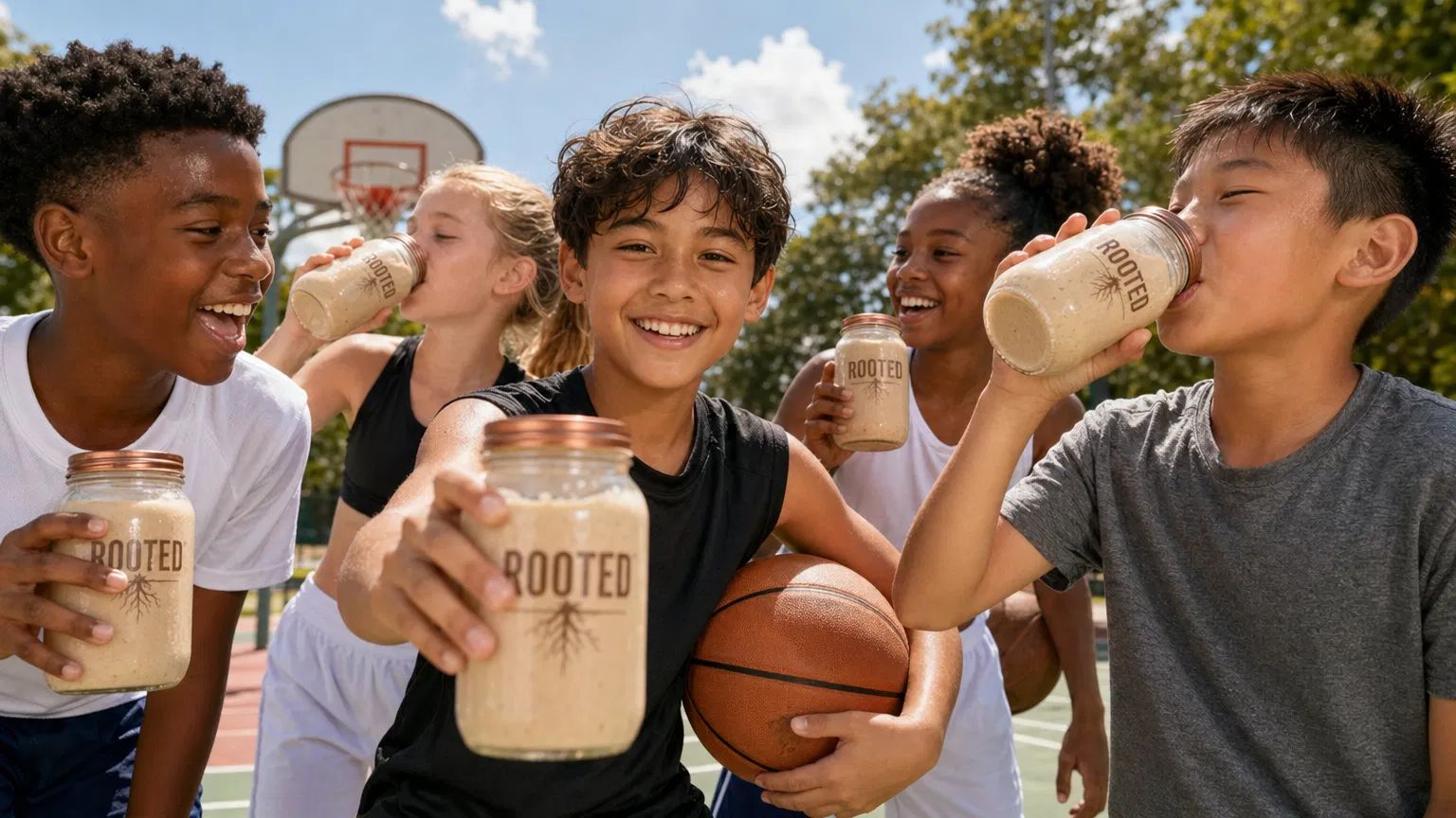 Kids Playing Basketball with ROOTED
