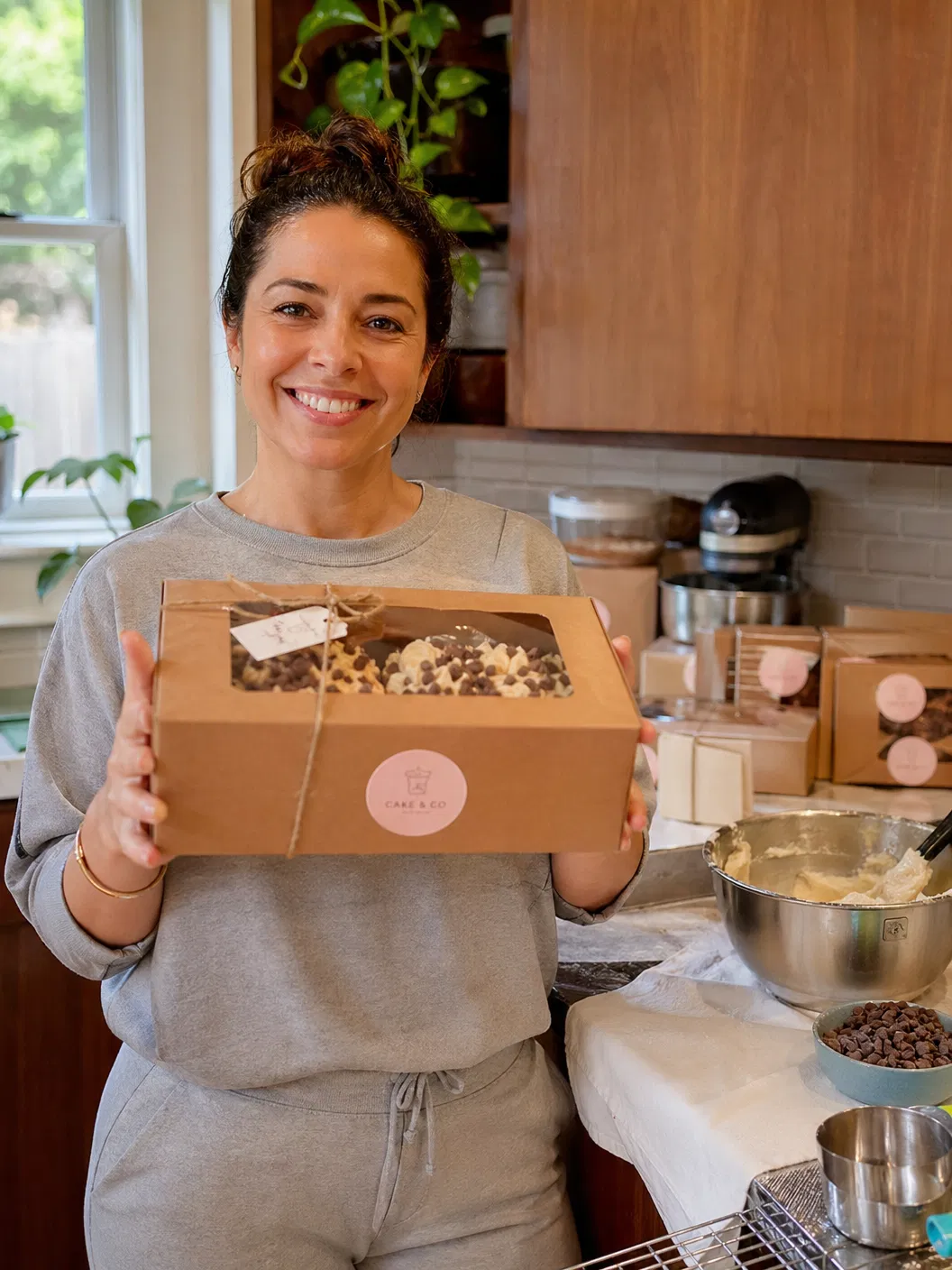 Mulher vendendo bolos