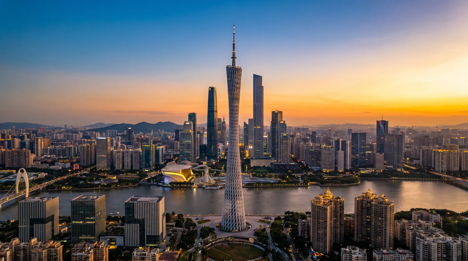 Guangzhou Zhujiang New Town CBD skyline with Canton Tower