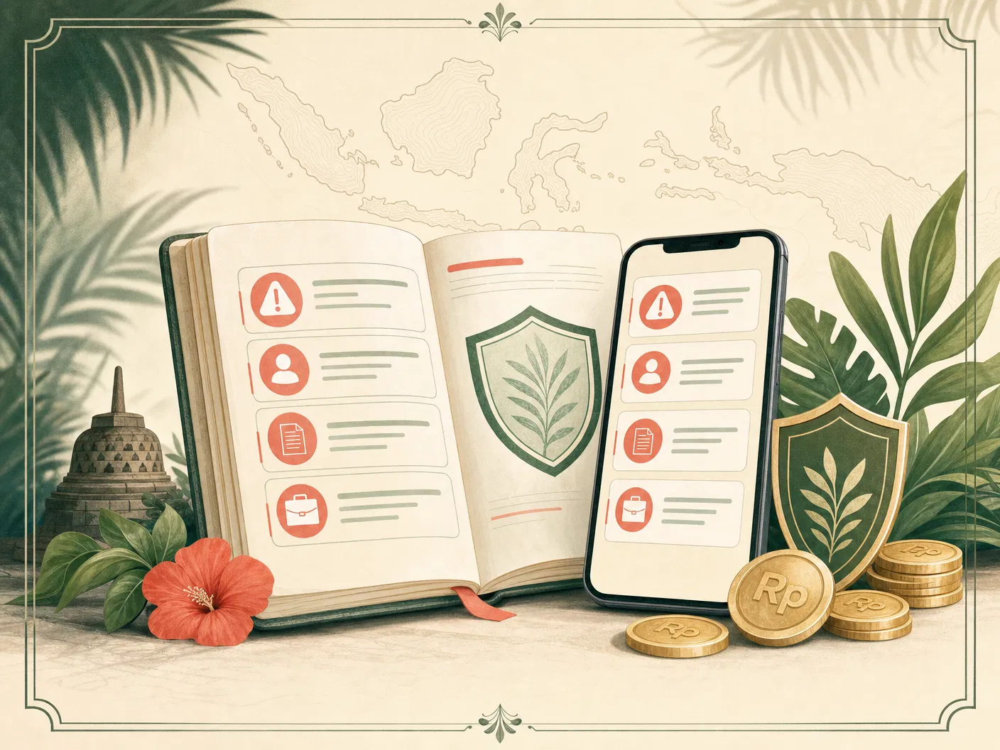 Ilustrasi checklist keamanan dan anti penipuan online