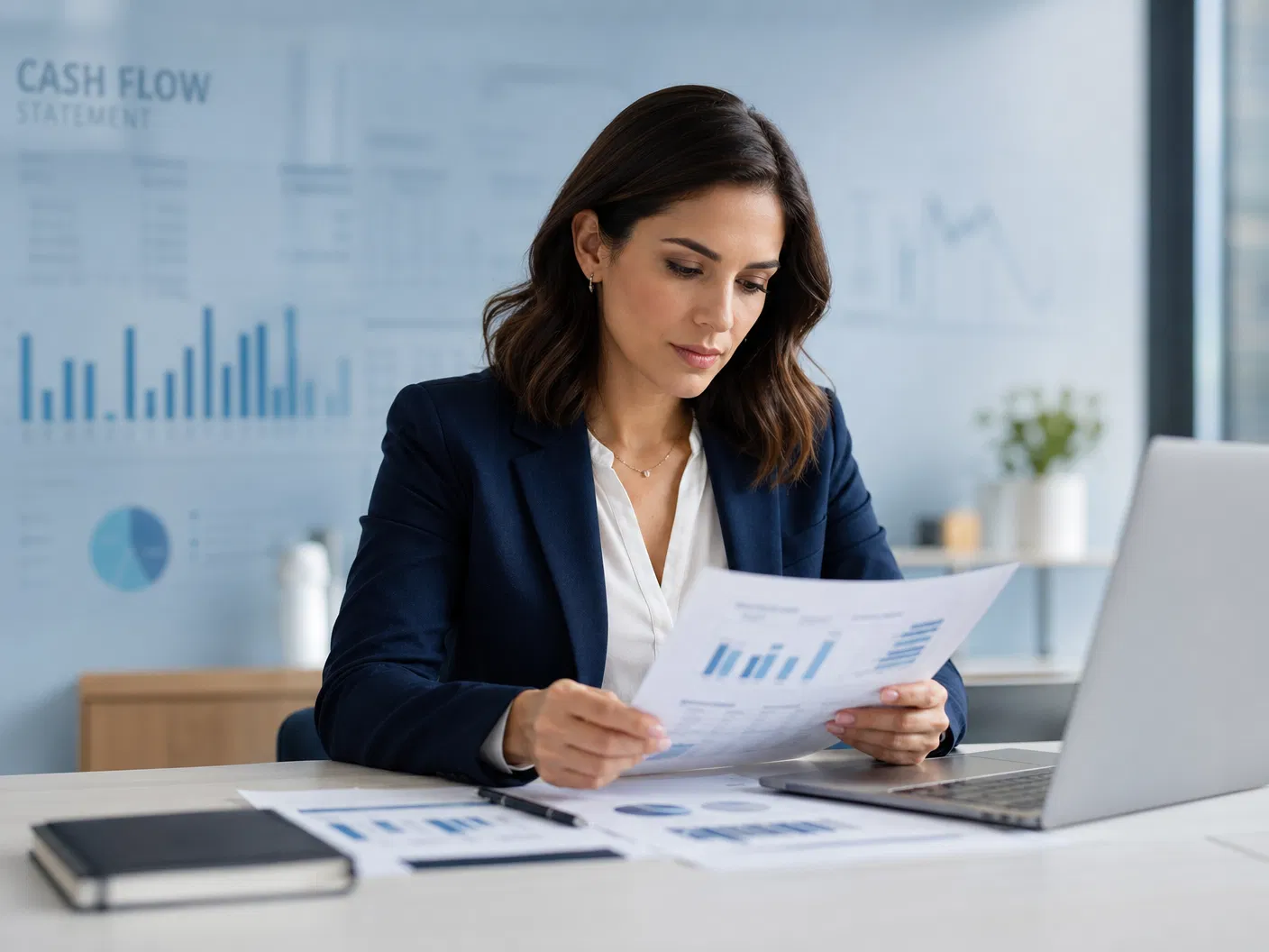 Consultora M.Margin analisando fluxo de caixa