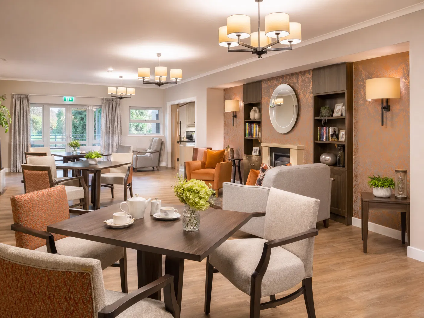 Beautifully refurbished care home communal room