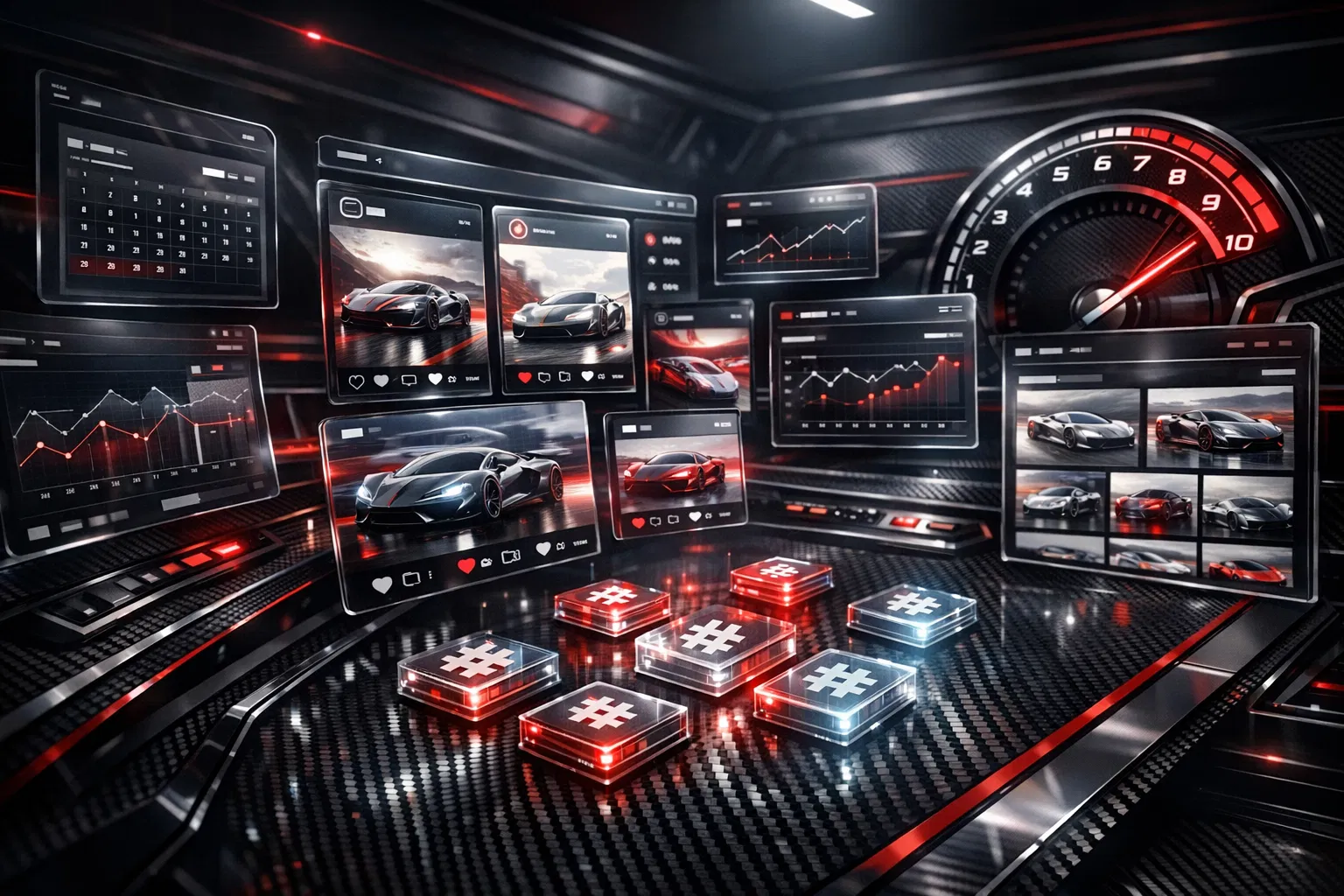 Futuristic content command cockpit