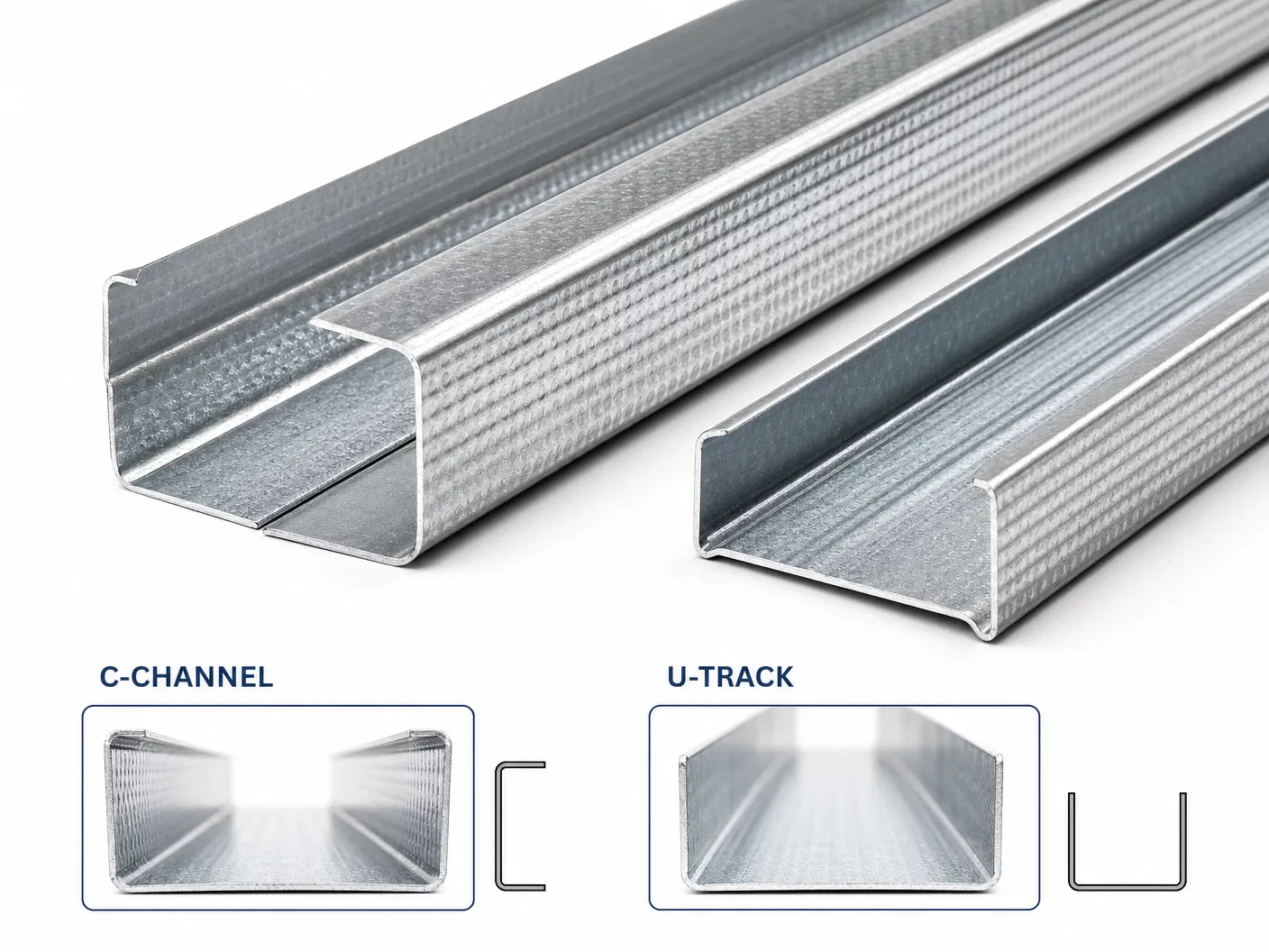 Wall stud C-channel and U-track