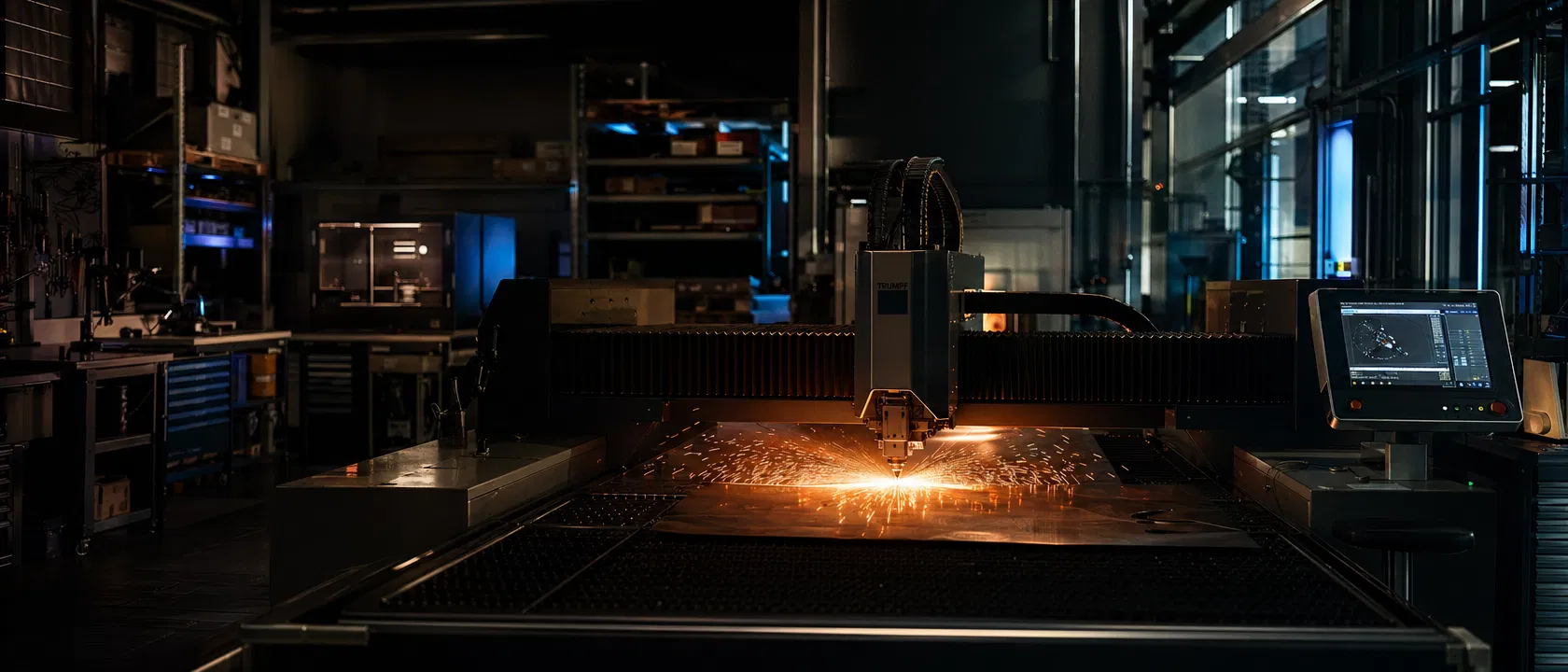 Fabrication workshop with laser cutting