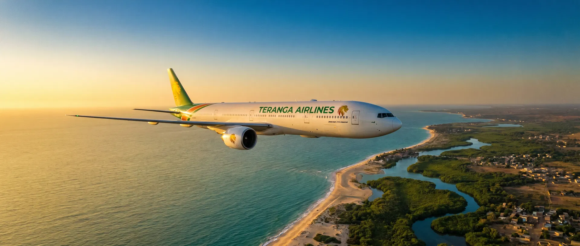 Avion survolant la côte du Sénégal